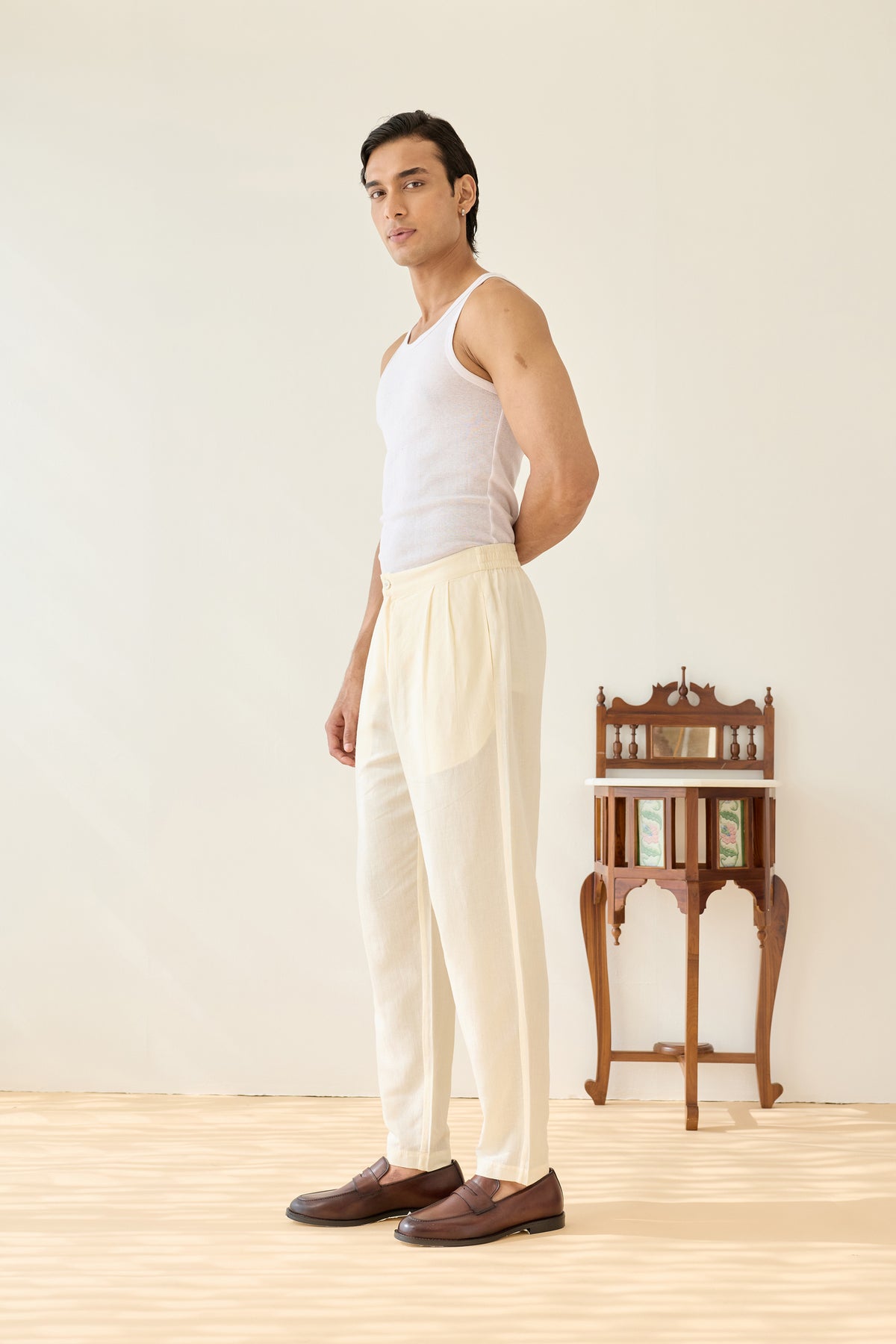 Viscose Straight Pant- Crème