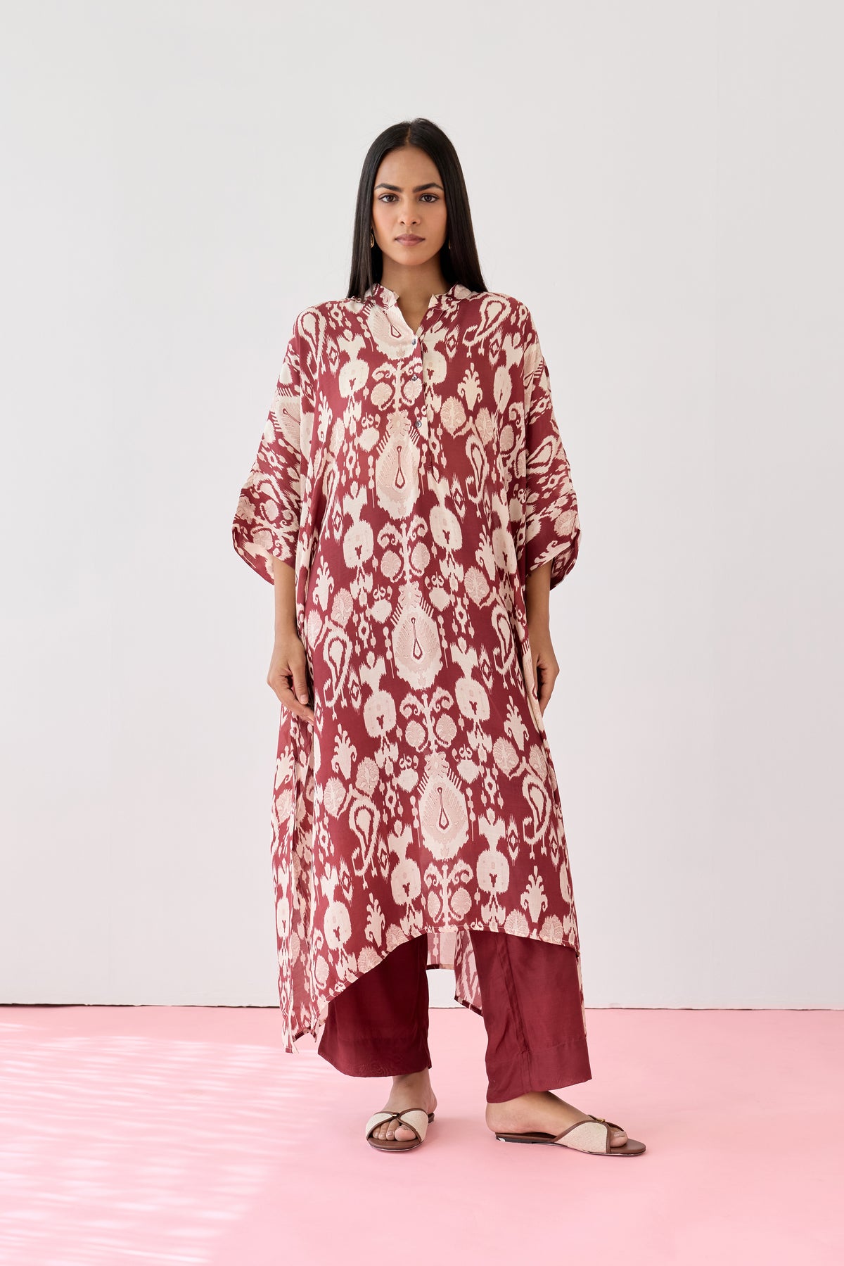 Maxi Viscose Kaftan – Maroon