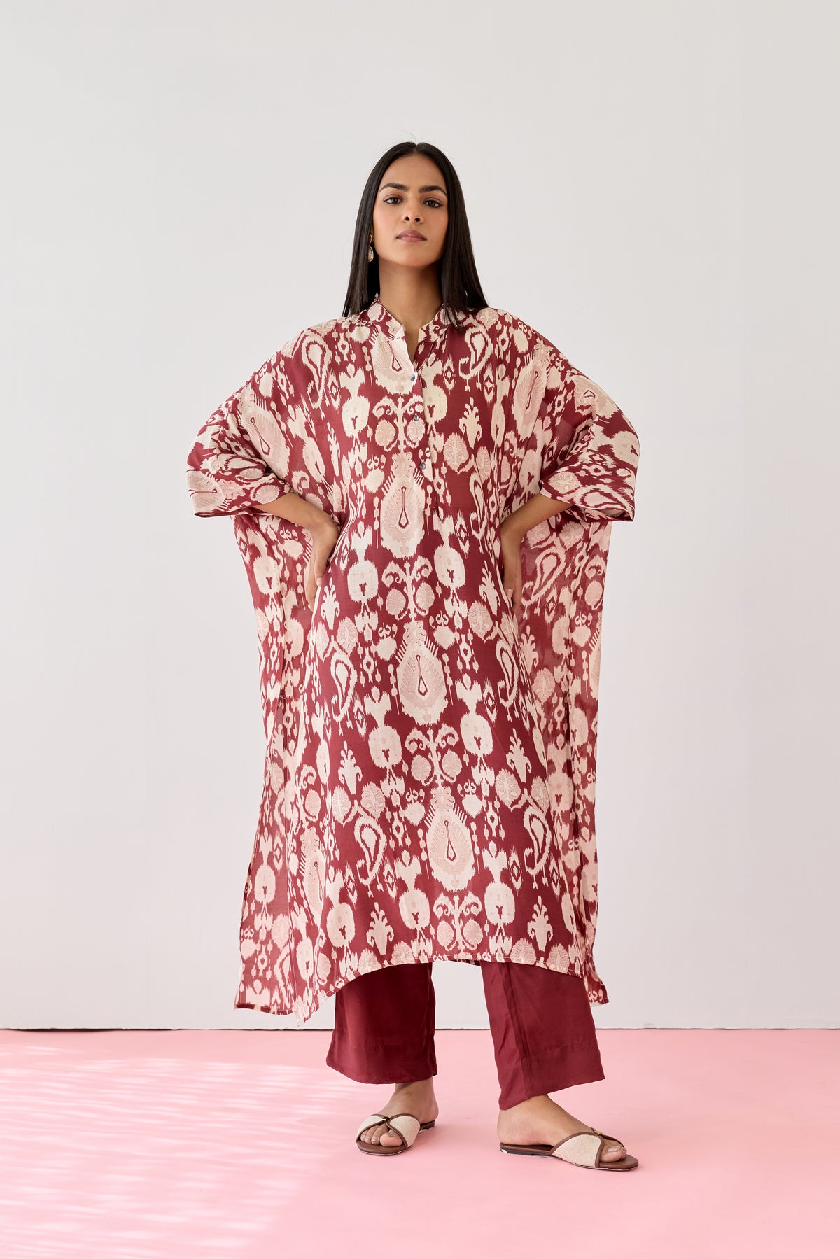 Maxi Viscose Kaftan – Maroon
