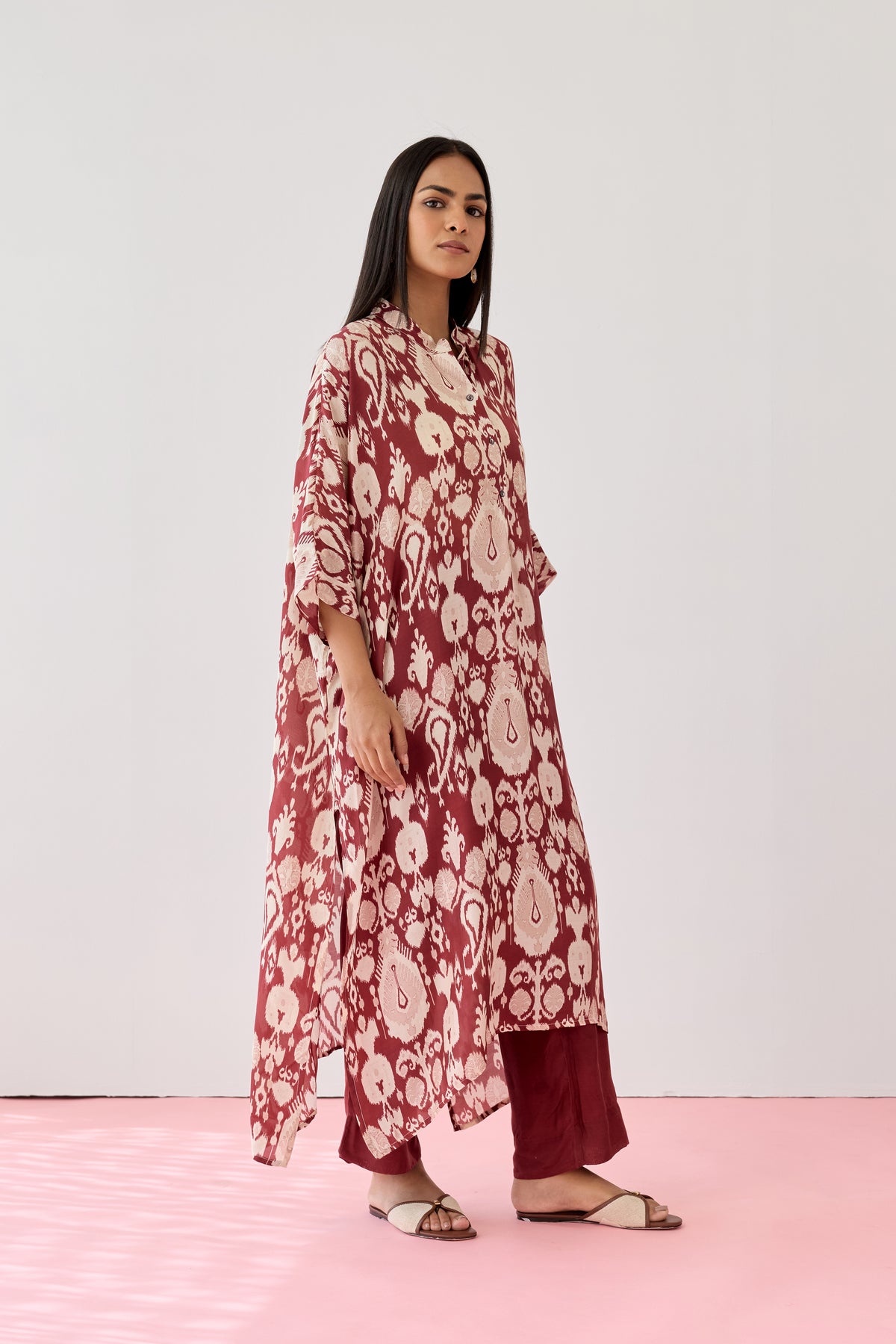 Maxi Viscose Kaftan – Maroon