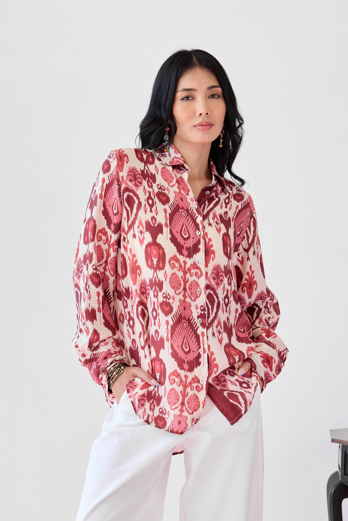 Oxford Viscose Shirt - Maroon