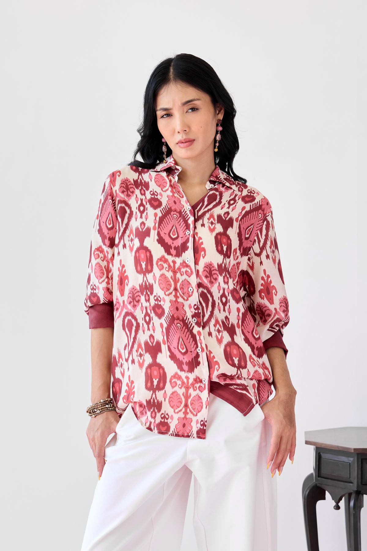 Oxford Viscose Shirt - Maroon