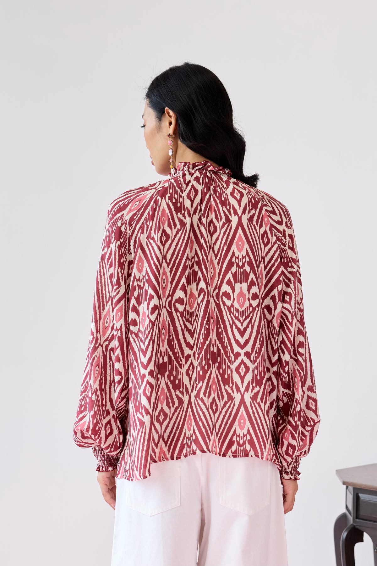 Loose Smocked Top - Maroon