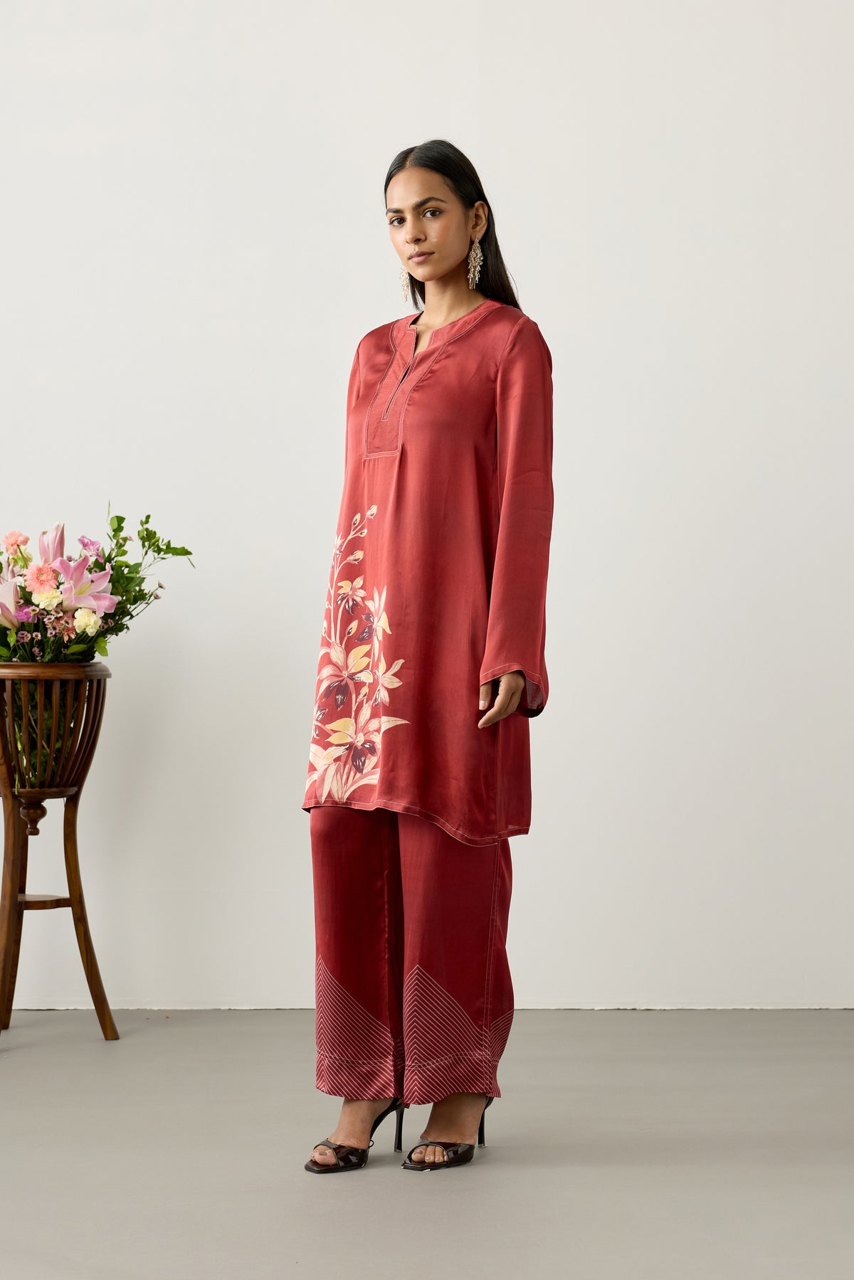 Honeycomb Viscose Tunic – Red