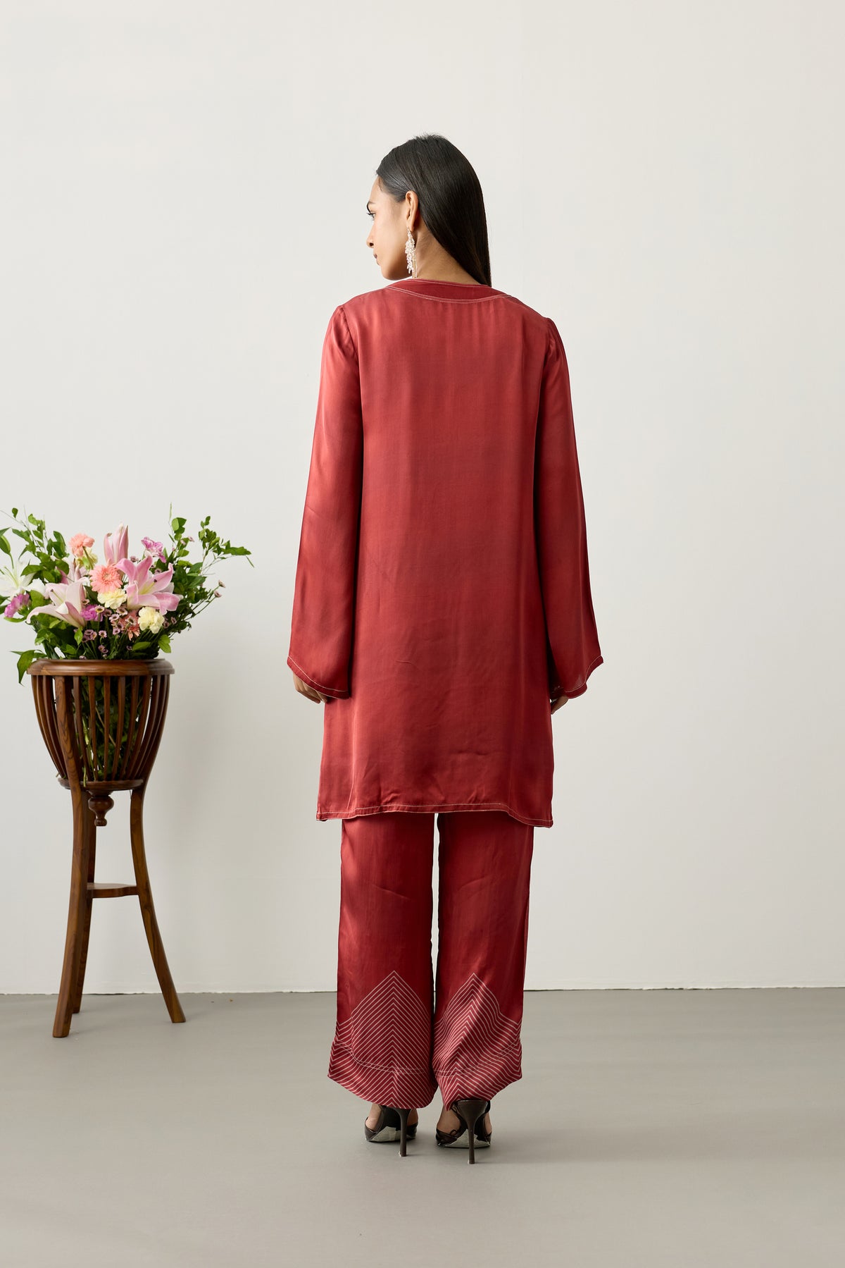 Honeycomb Viscose Tunic – Red