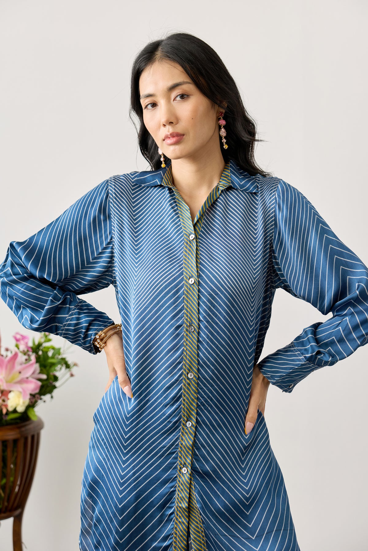 Honeycomb Viscose Tunic – Midnight Blue