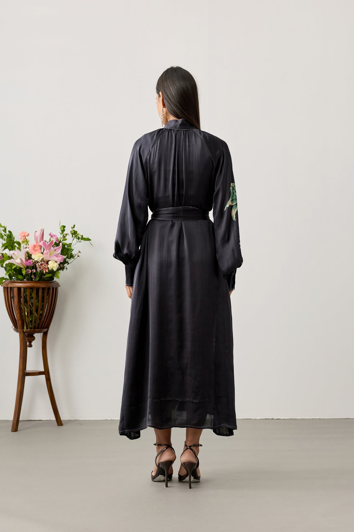 Buttoned Front Maxi Dress – Black
