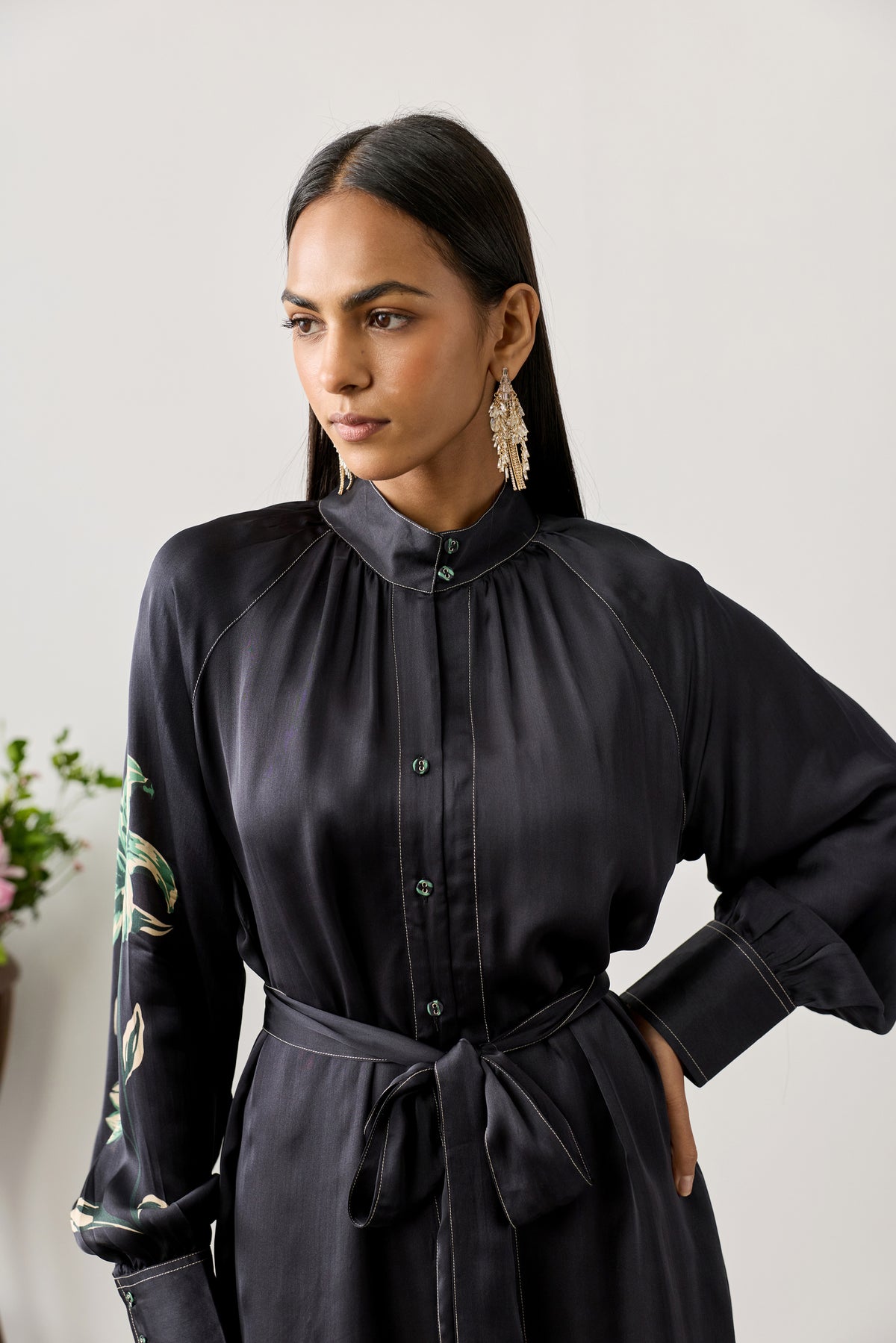Buttoned Front Maxi Dress – Black