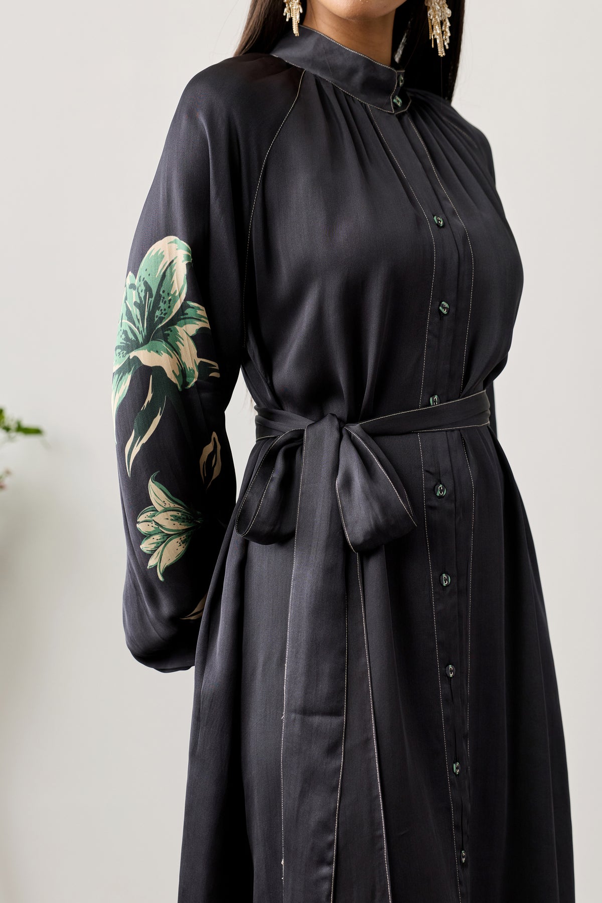 Buttoned Front Maxi Dress – Black