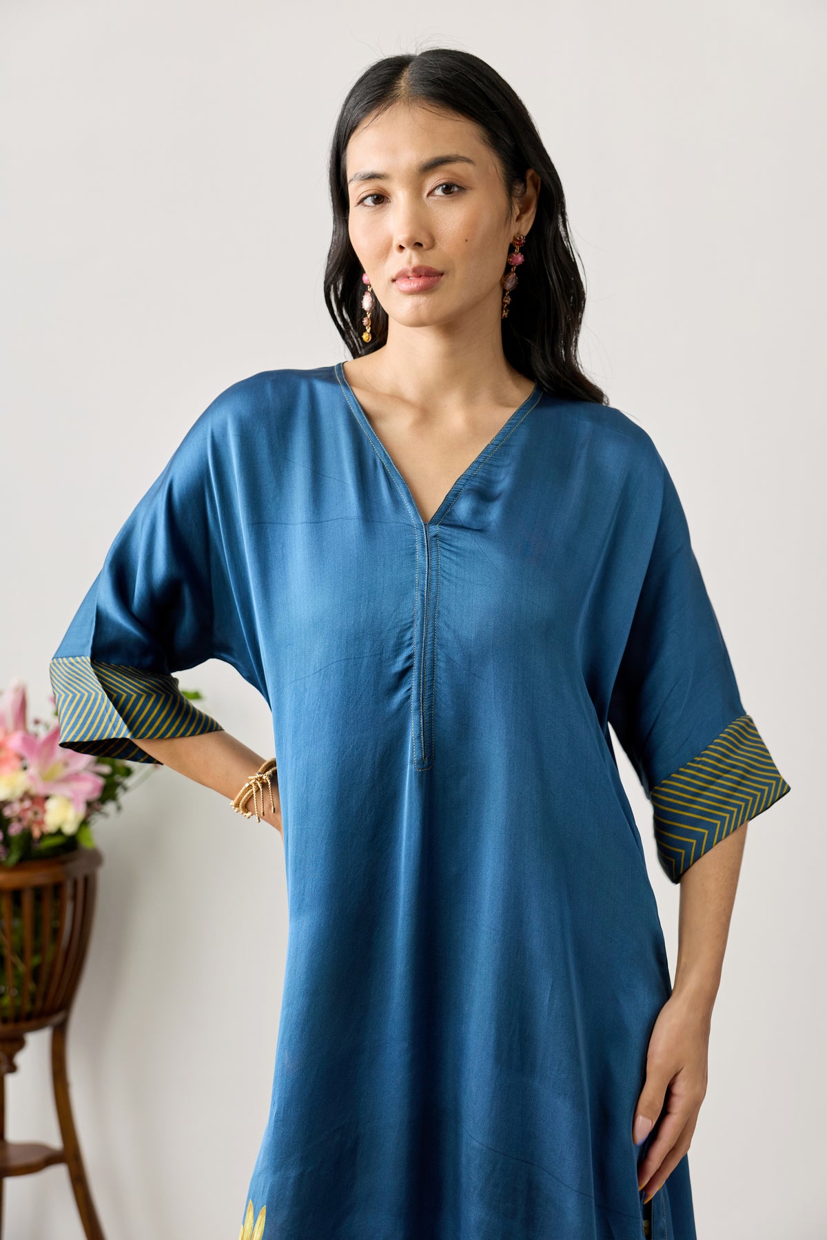 Amara Viscose Kaftan – Midnight Blue