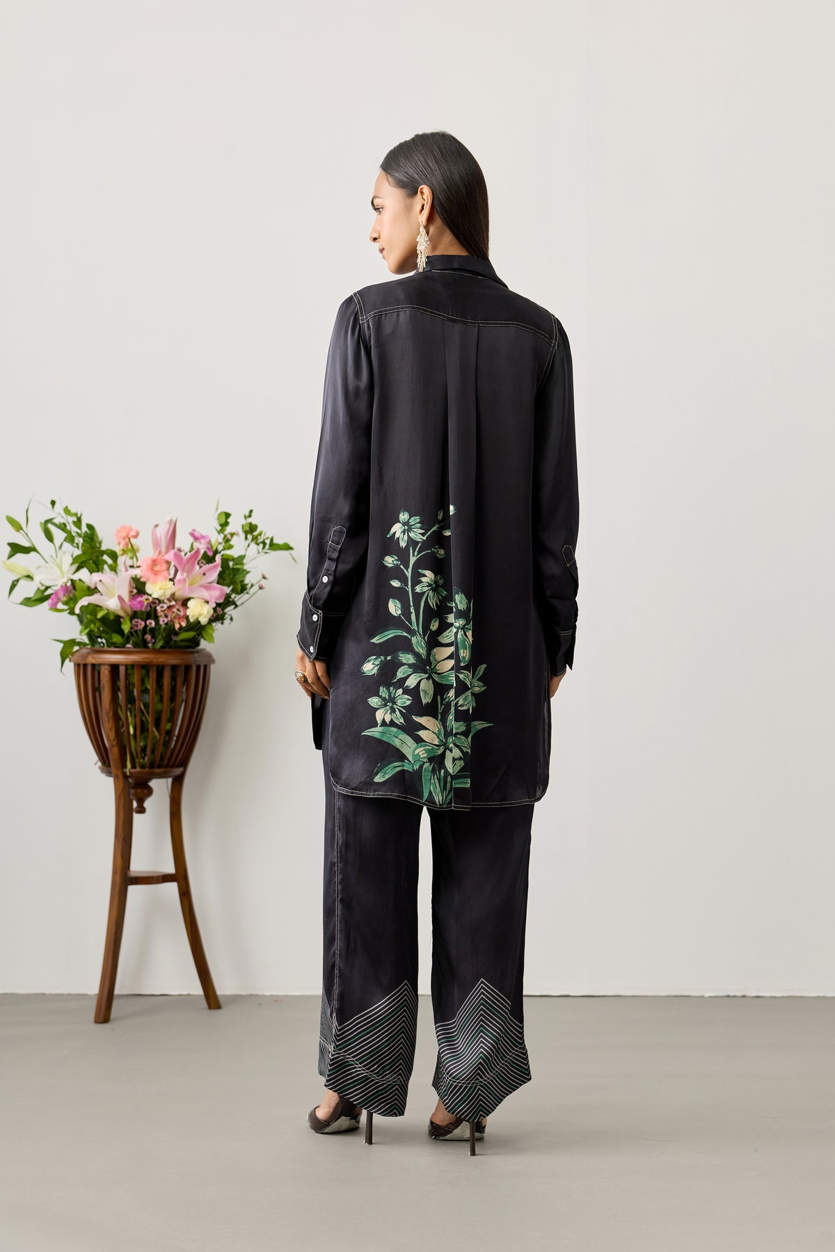 Honeycomb Viscose Tunic – Black