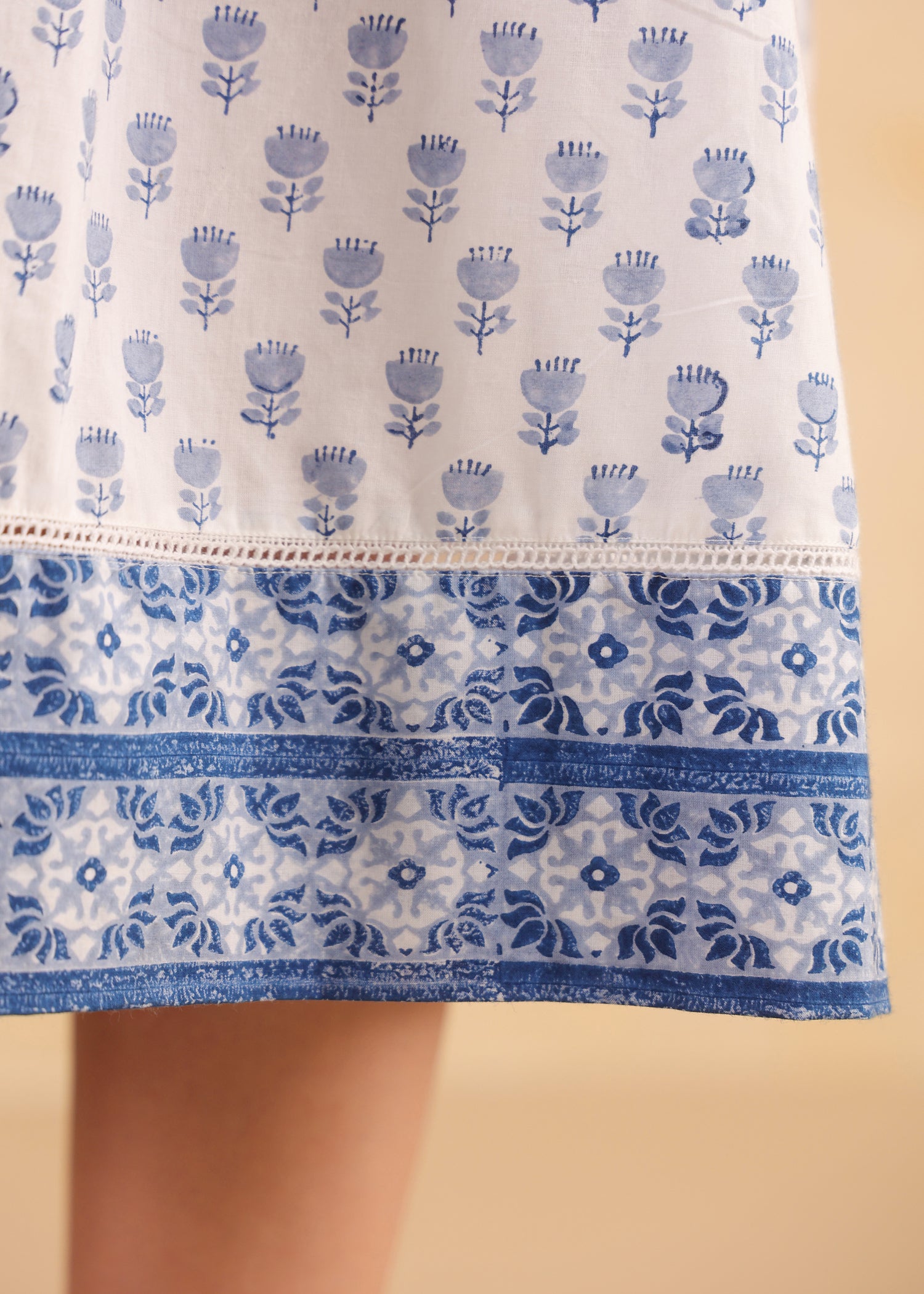 Kota Doria Shrug Dress – Blue/White