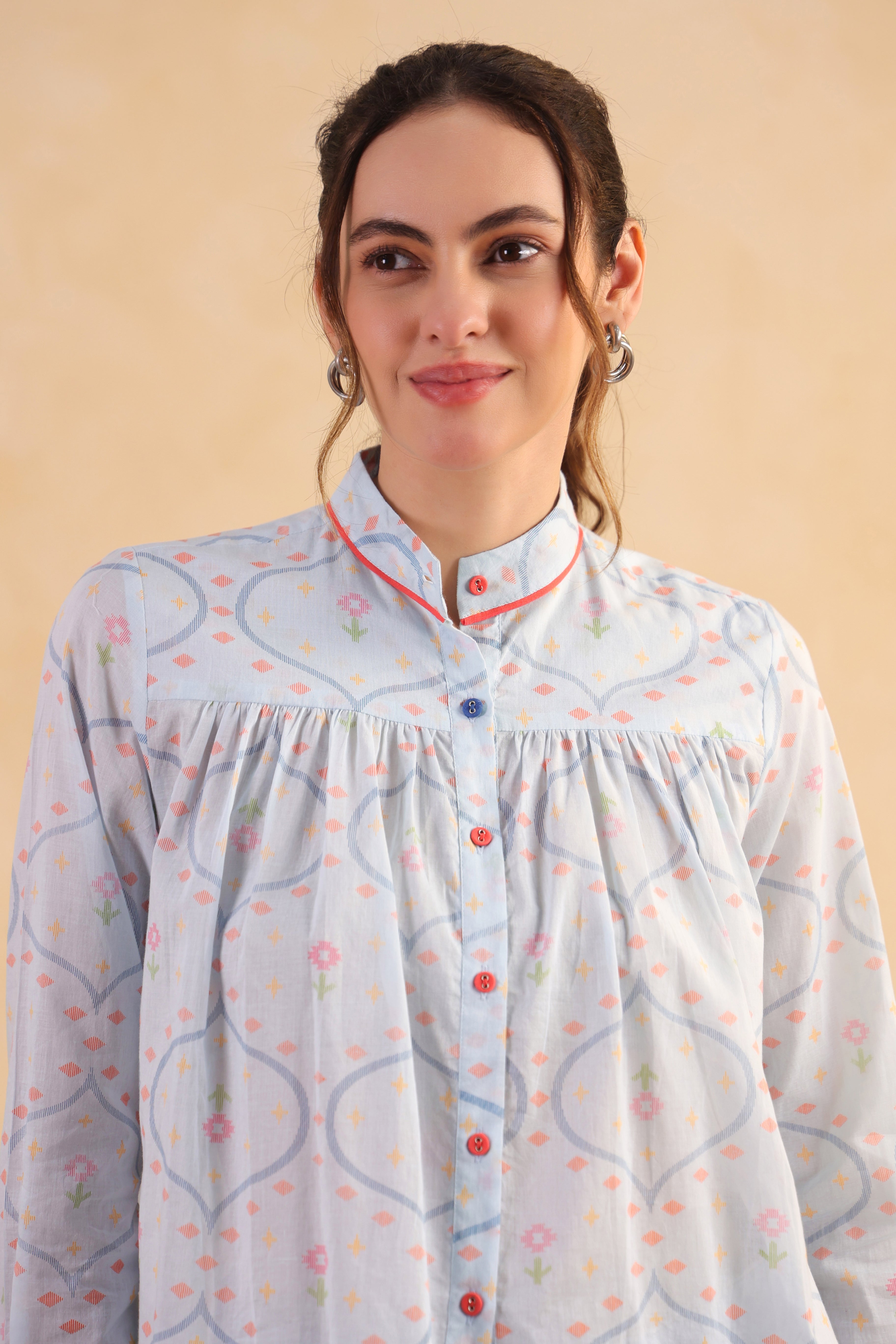 Gathered Shirt Blue