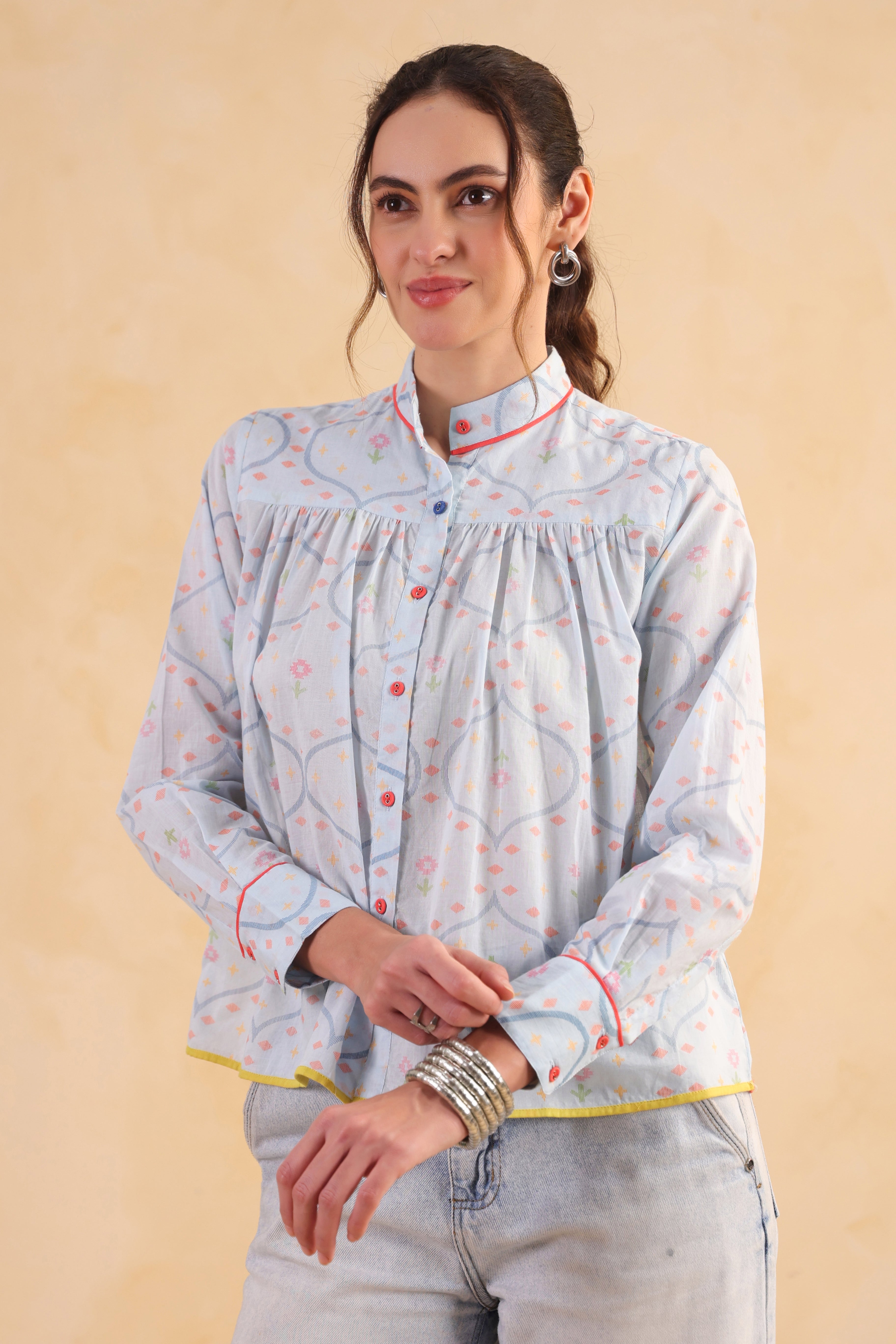 Gathered Shirt Blue