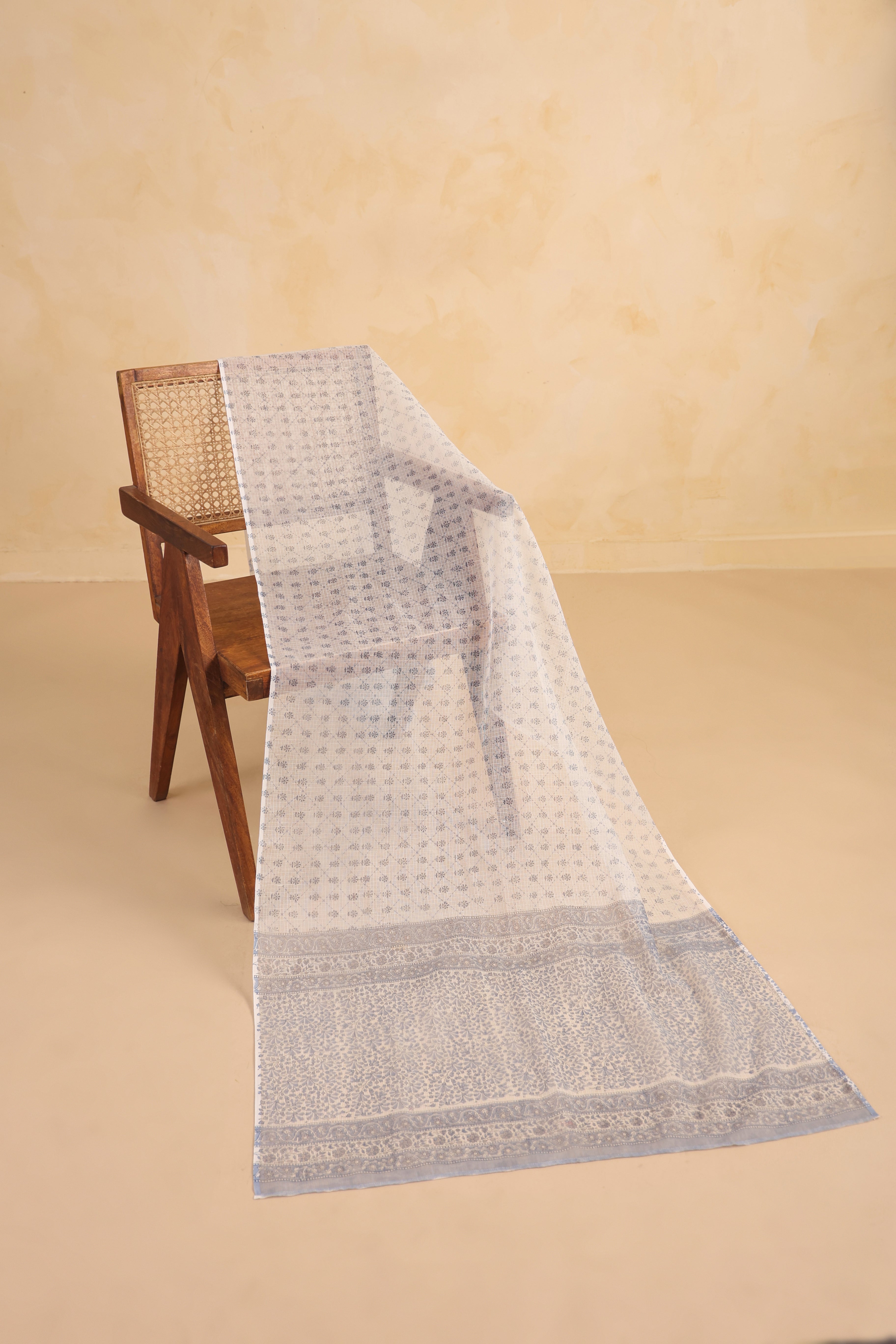 Kota Doria Printed Dupatta - Blue