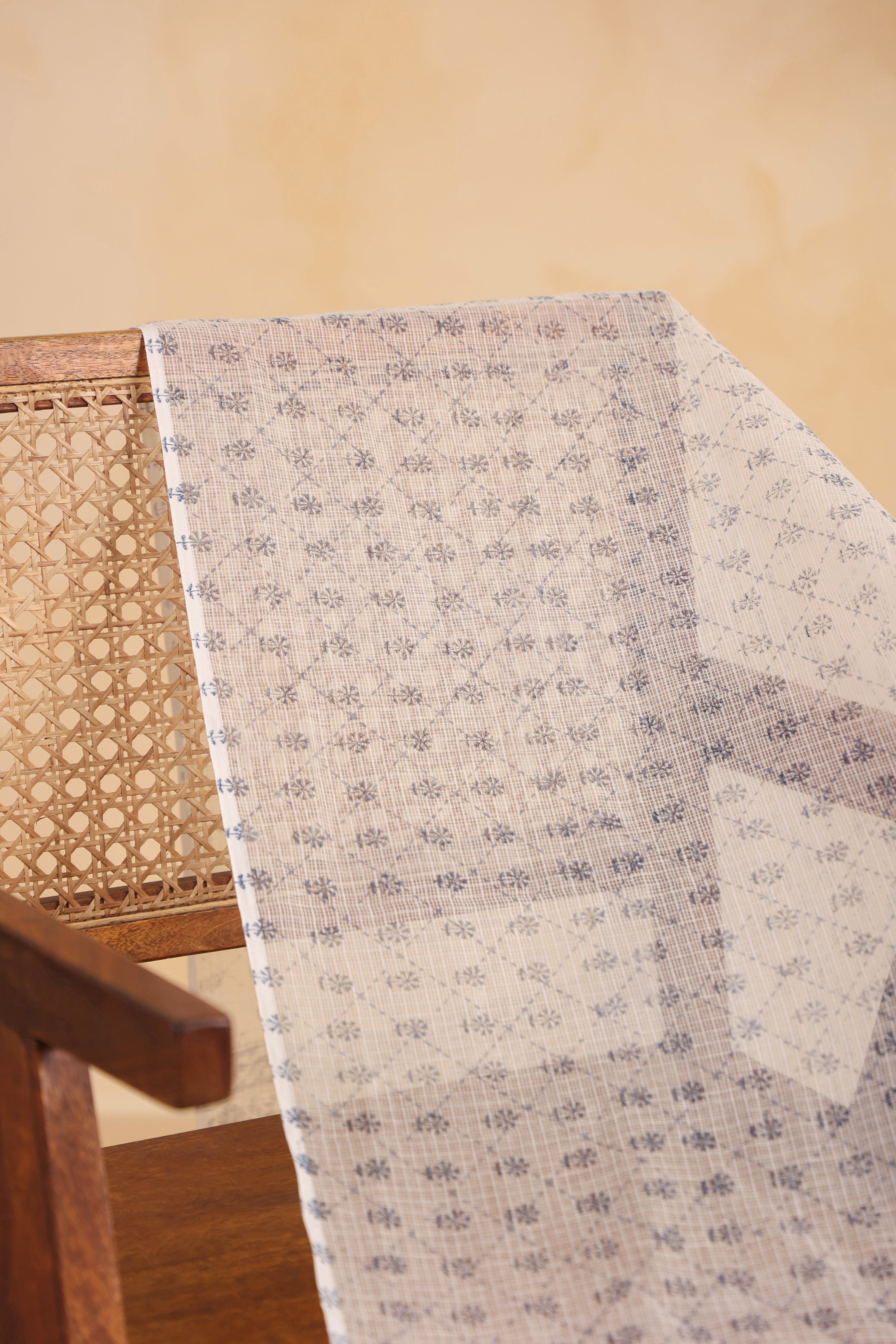 Kota Doria Printed Dupatta - Blue