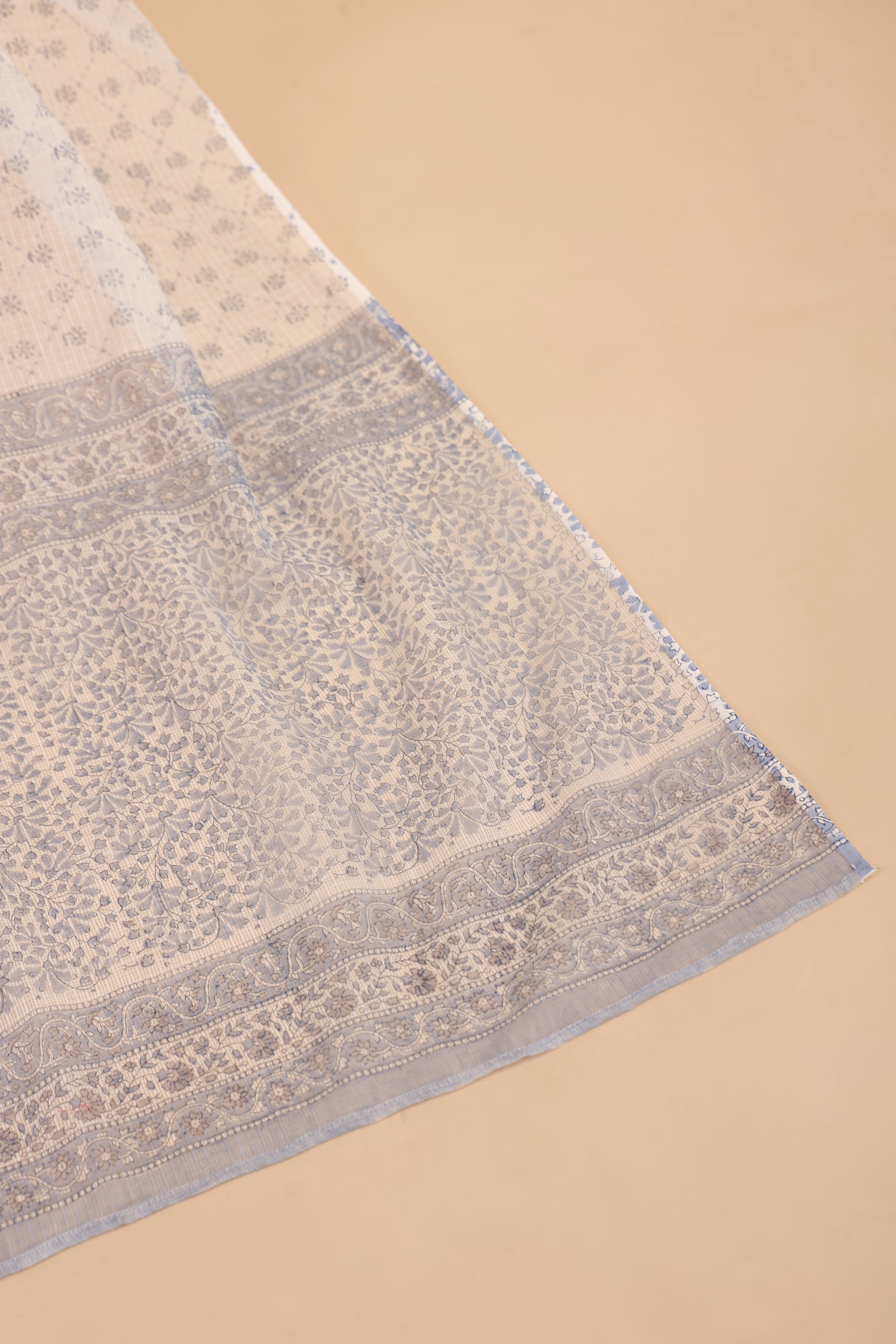 Kota Doria Printed Dupatta - Blue