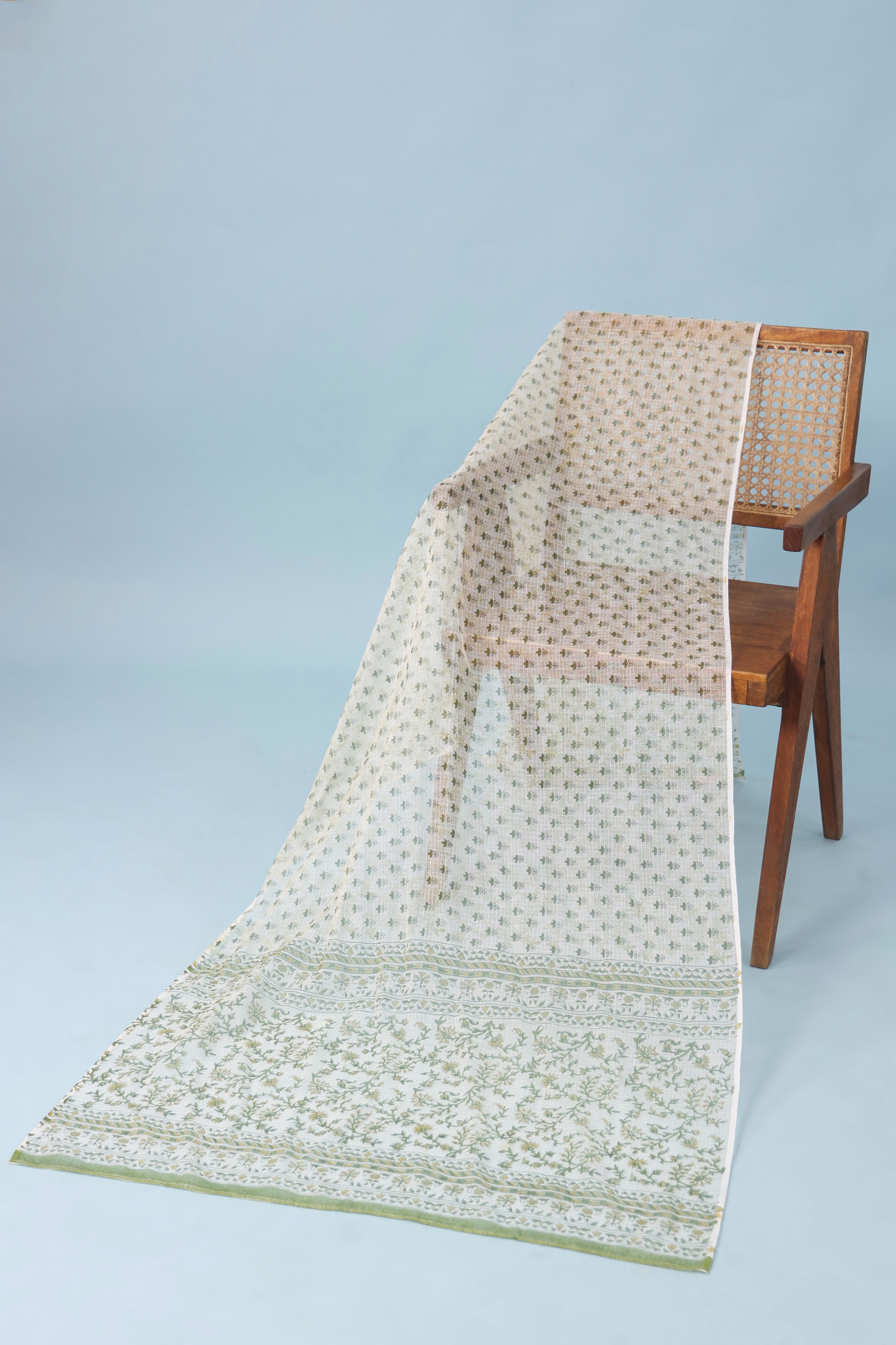 Kota Doria Printed Dupatta - Green