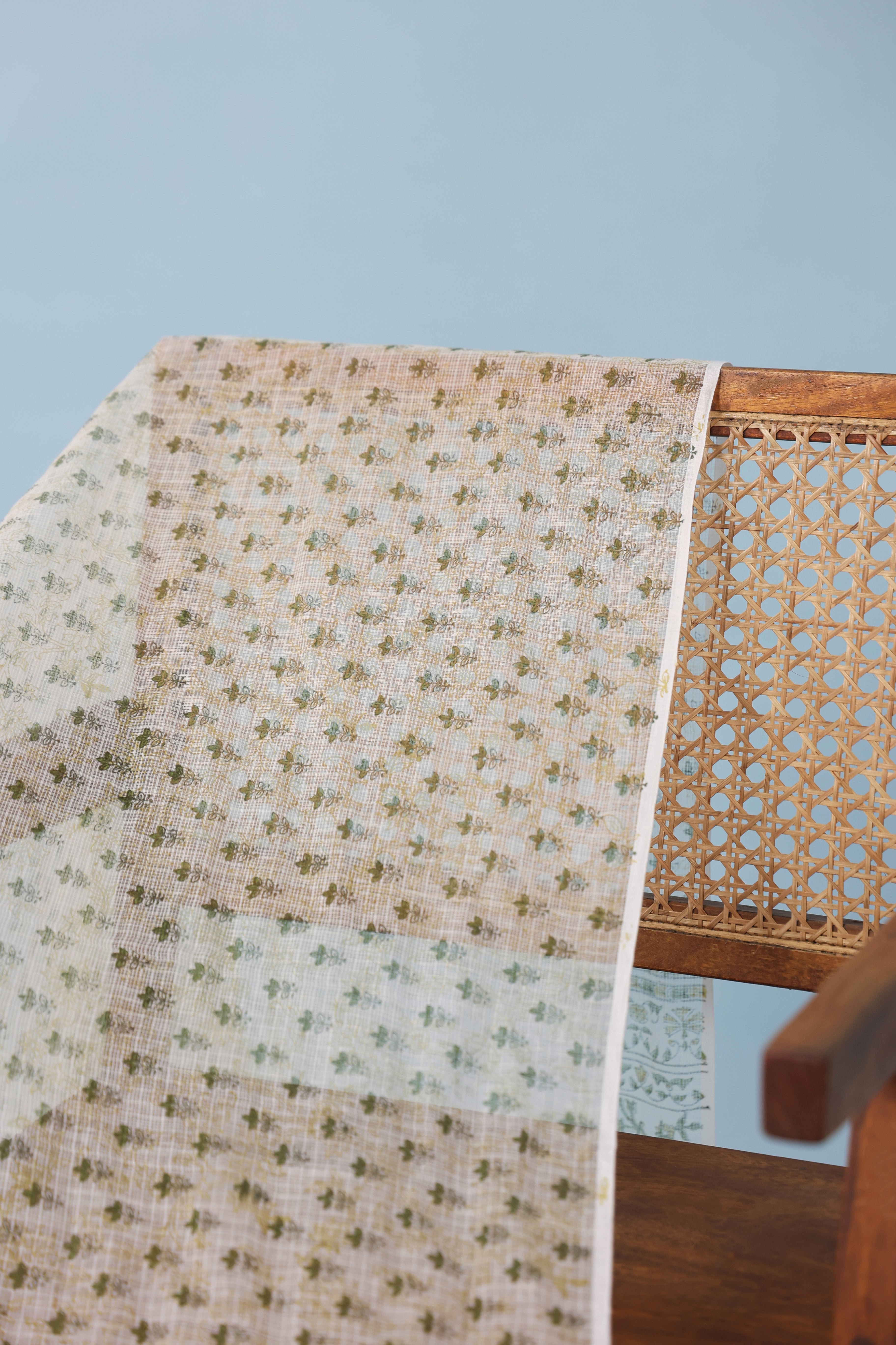 Kota Doria Printed Dupatta - Green