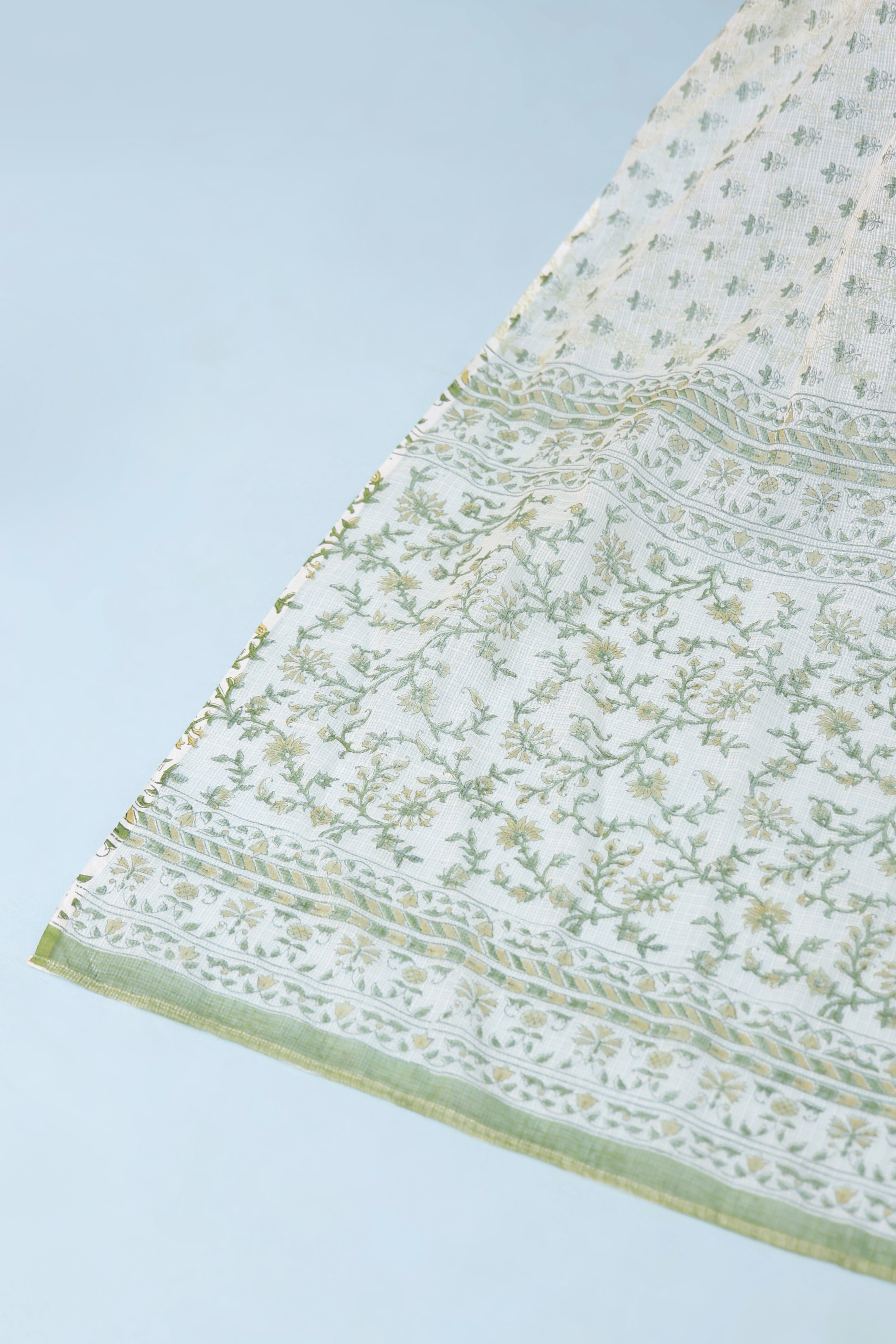 Kota Doria Printed Dupatta - Green