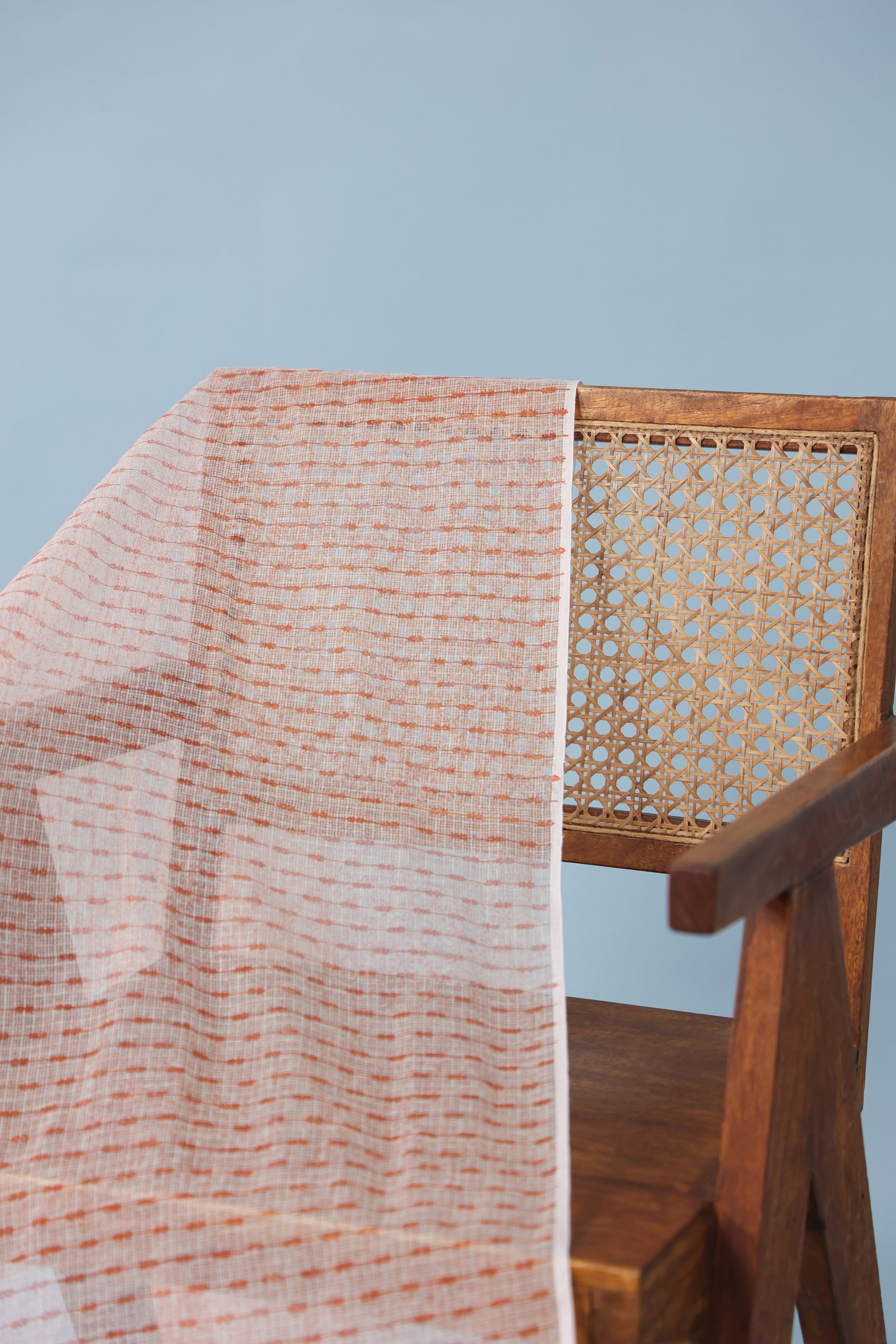 Kota Doria Printed Dupatta - Peach