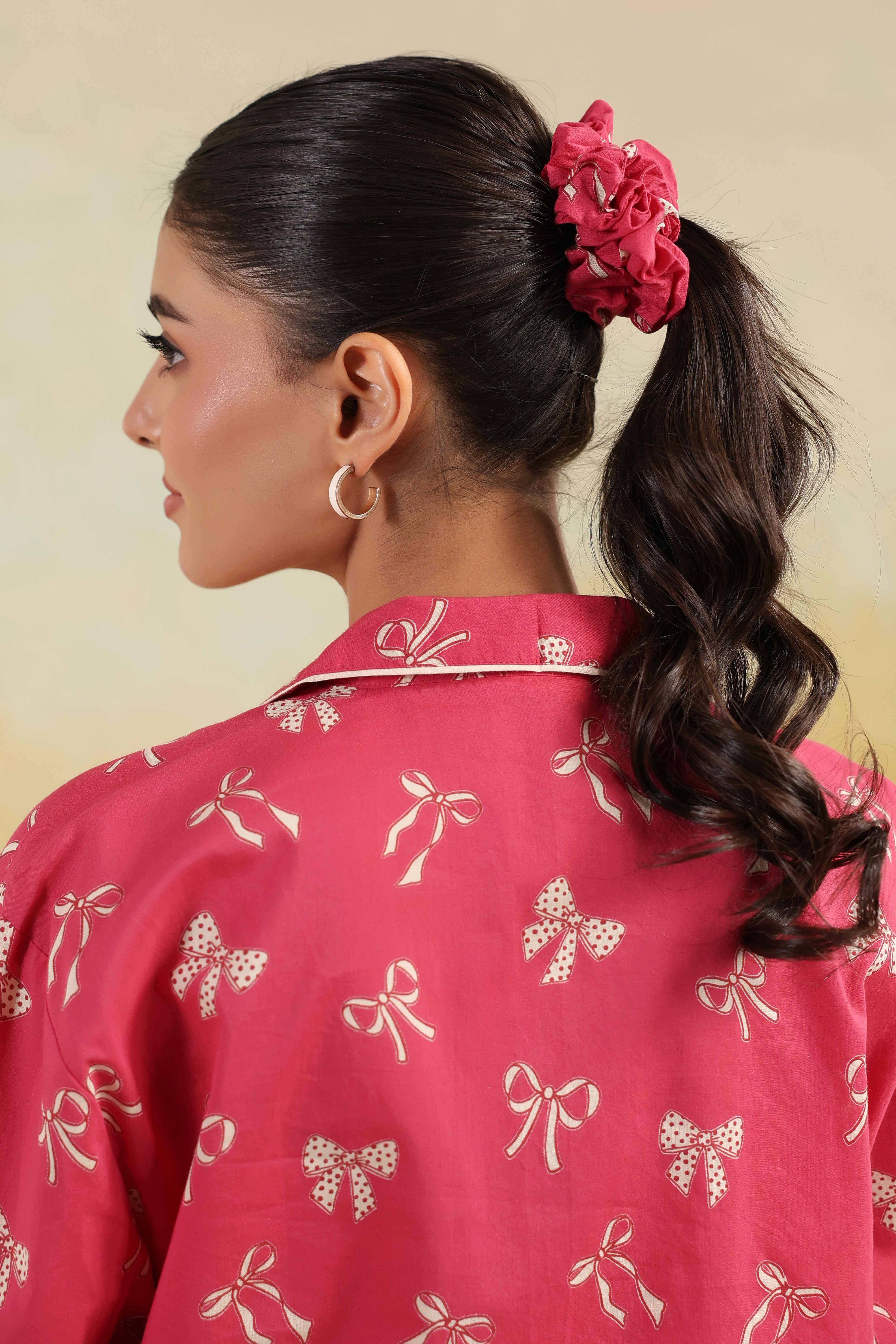 Pink Bow Cotton Night Suit