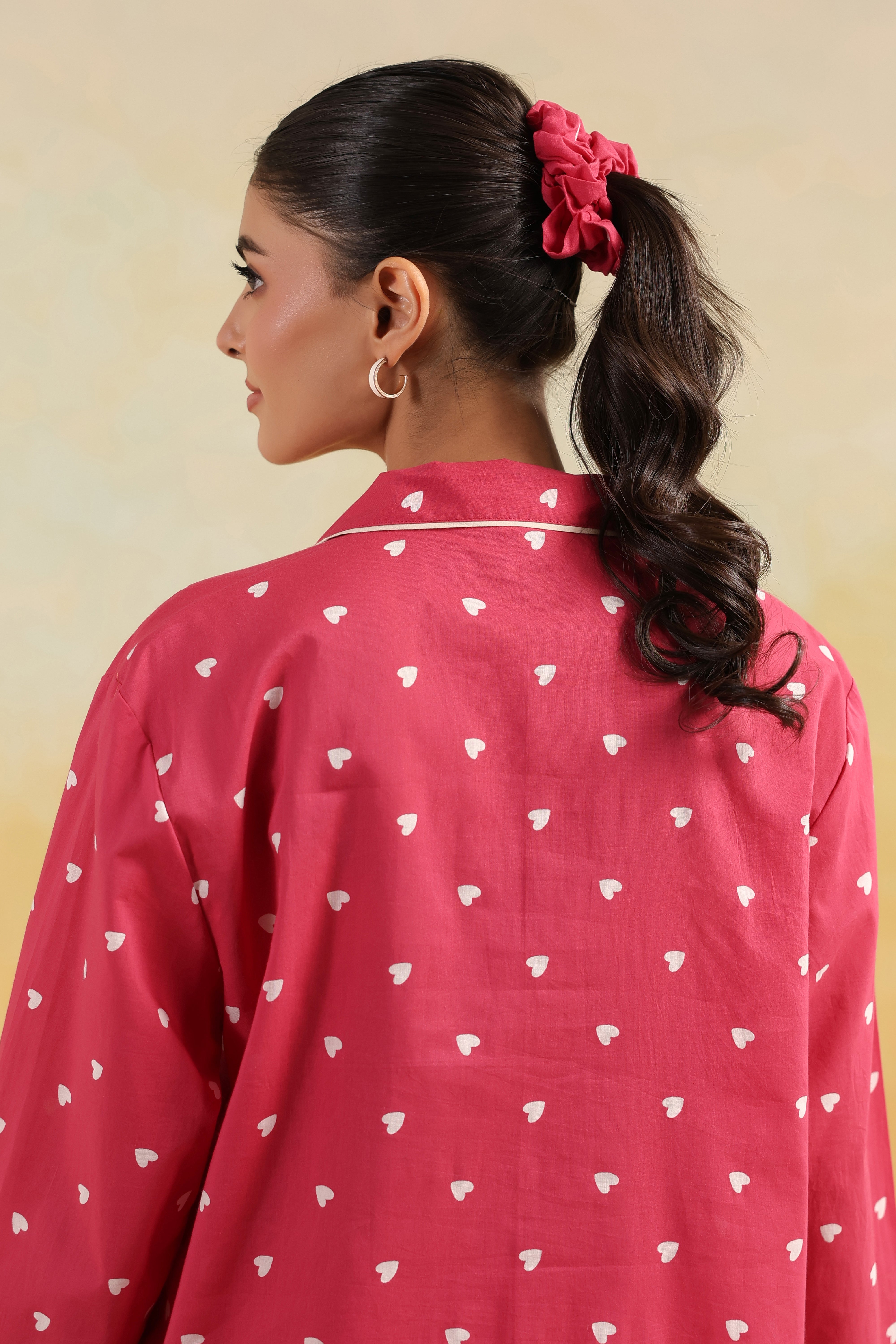 Pink Heart Cotton Night Suit