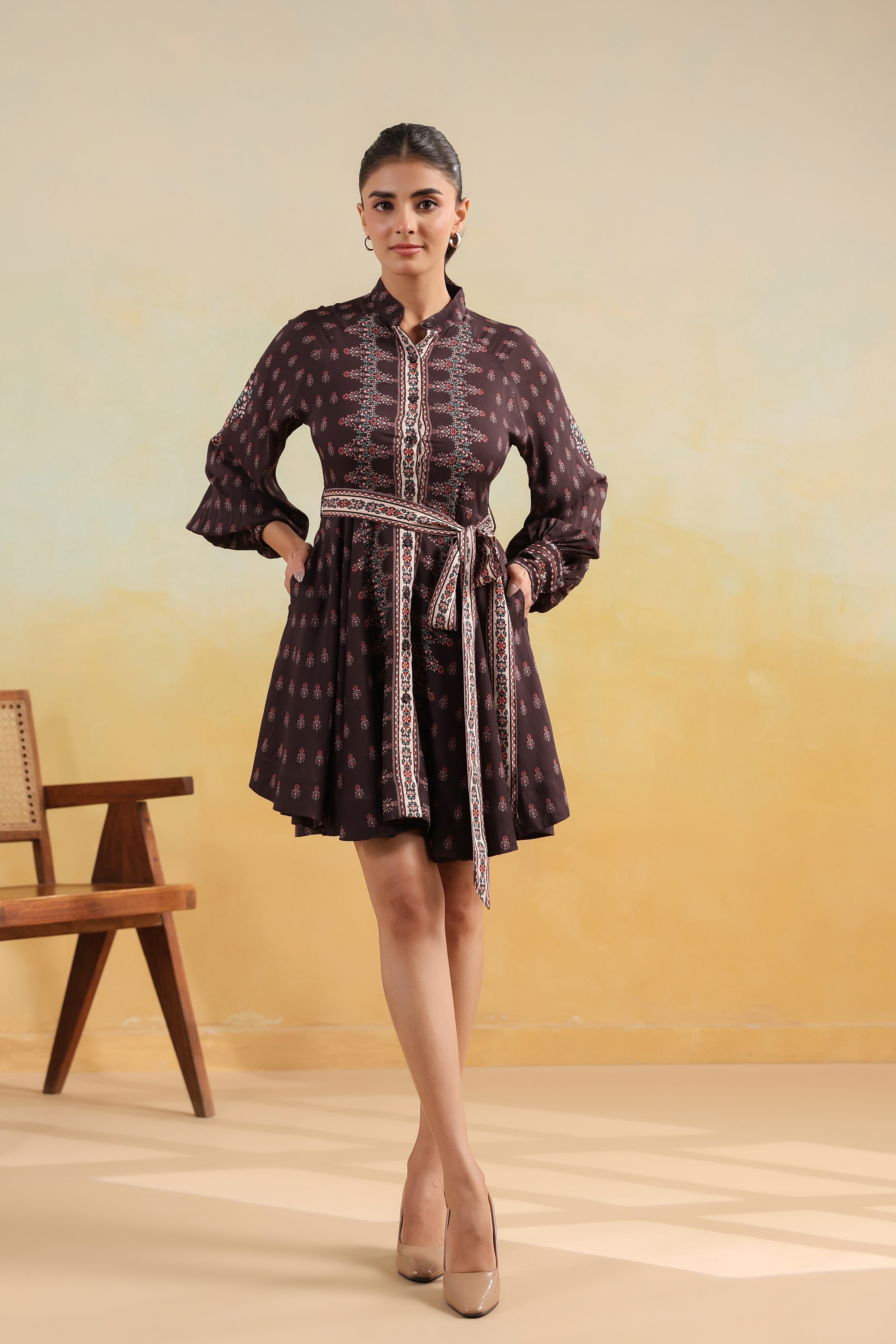 Raglan Sleeve Mini Dress – Coffee