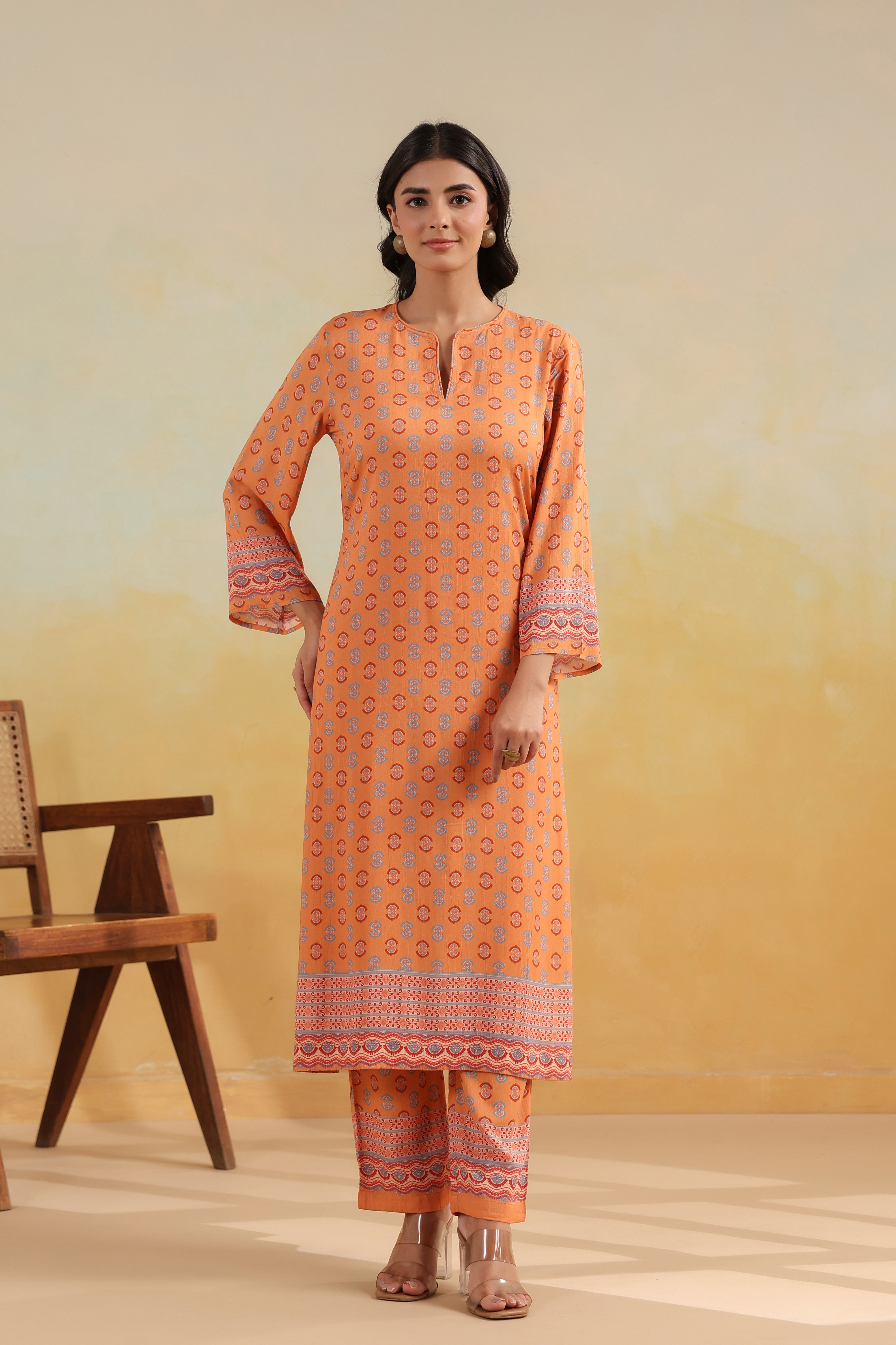 Classic Kurta Set – Peach Caramel