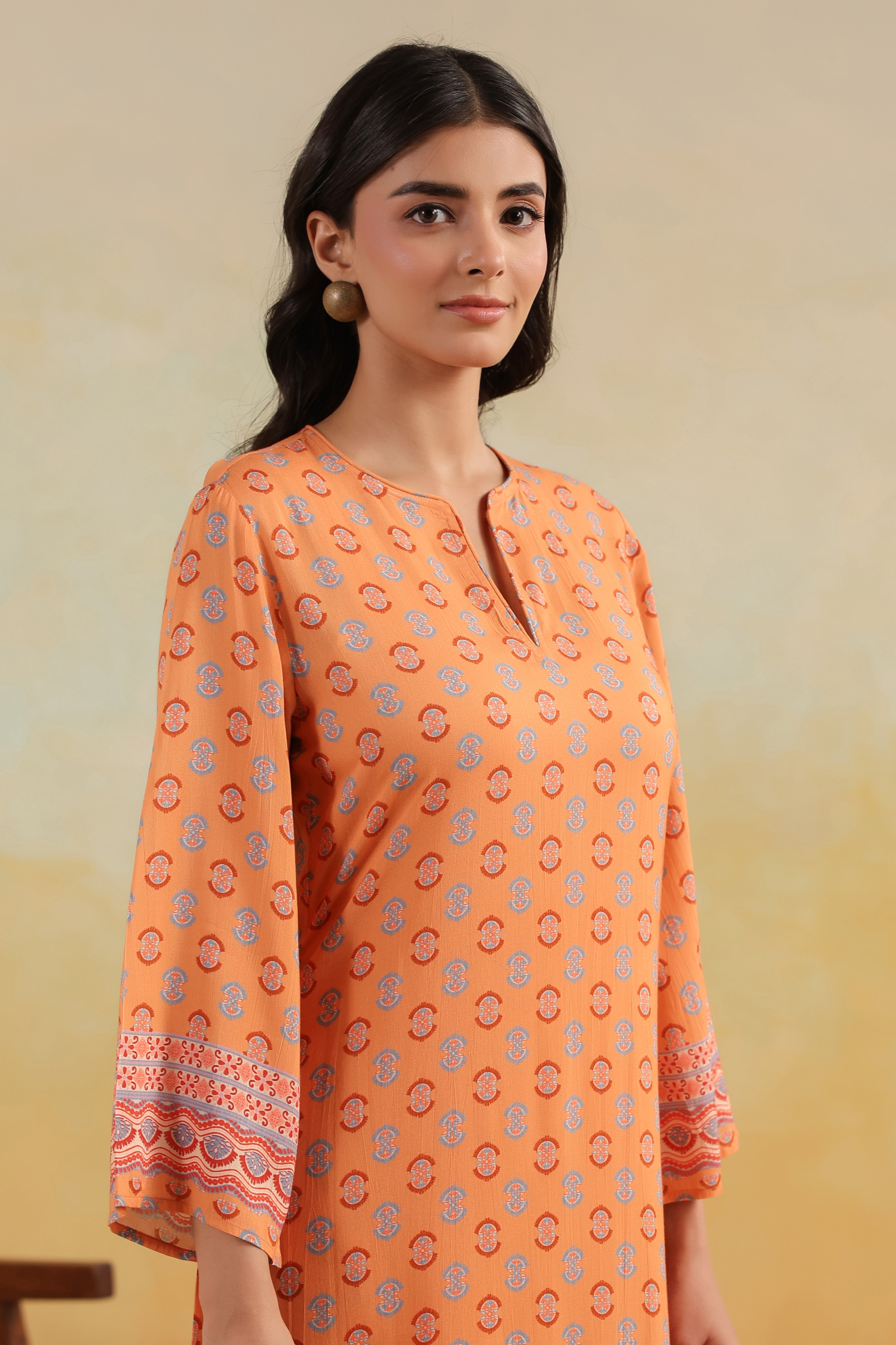 Classic Kurta Set – Peach Caramel