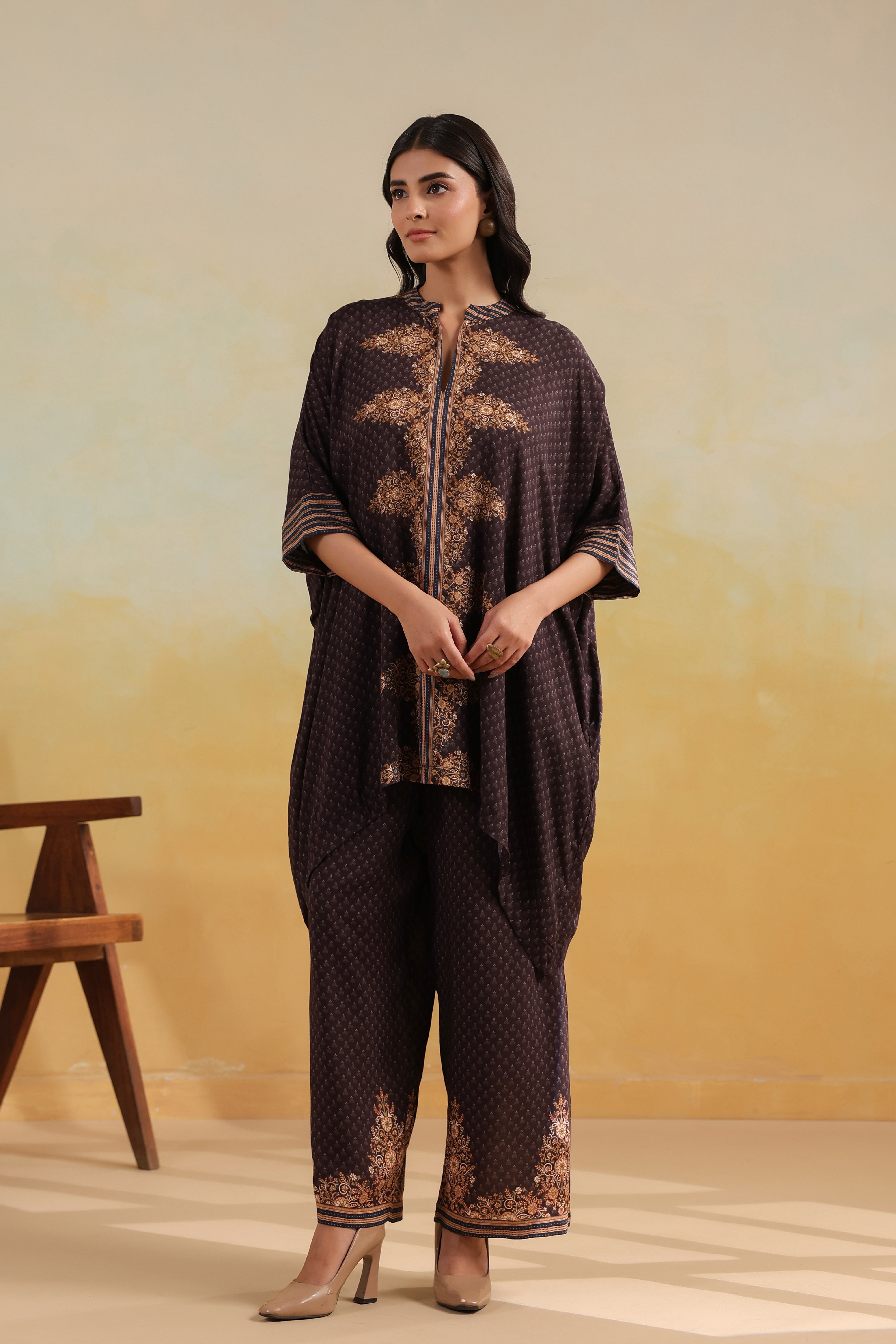 Saba Kaftan Set – Coffee