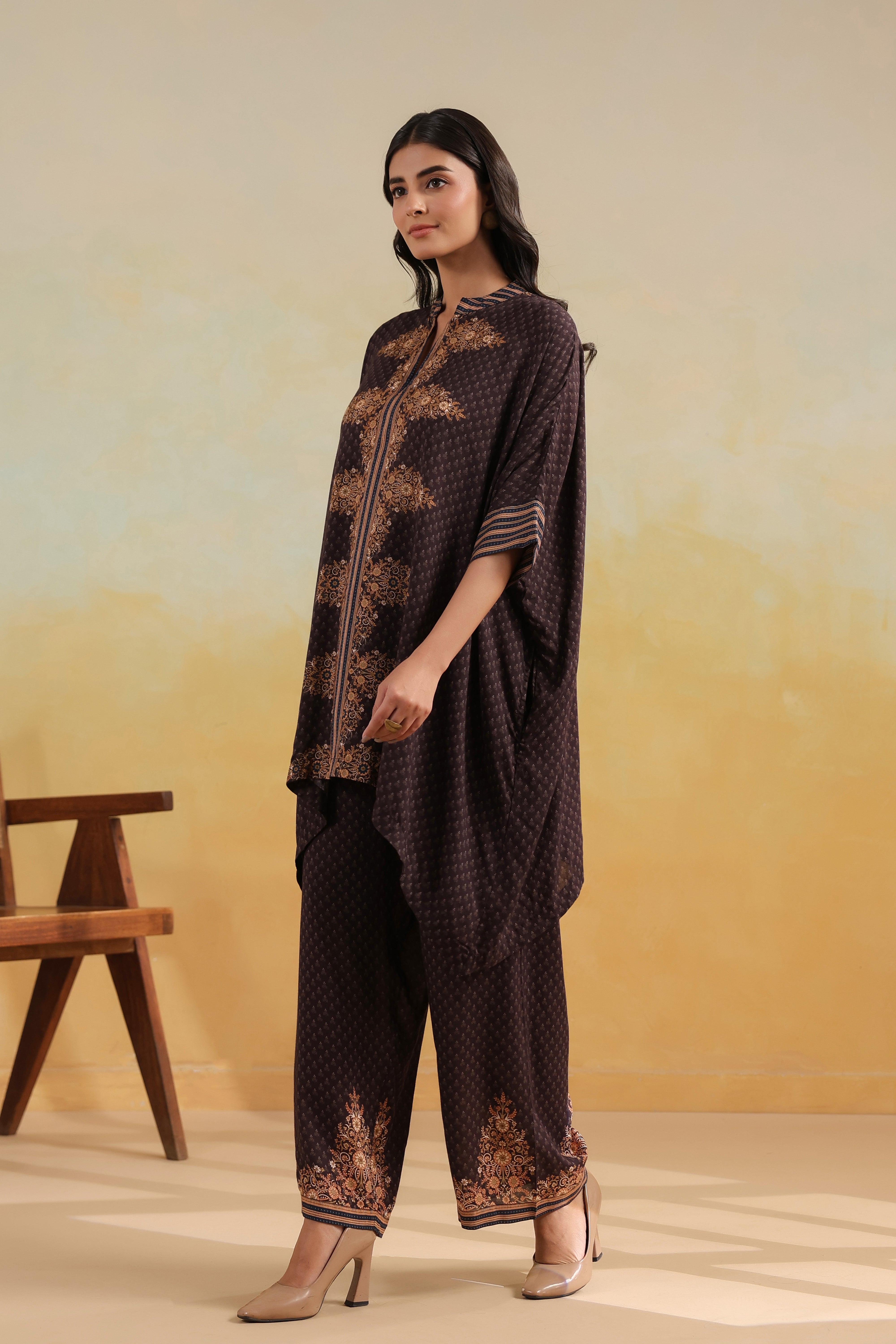 Saba Kaftan Set – Coffee