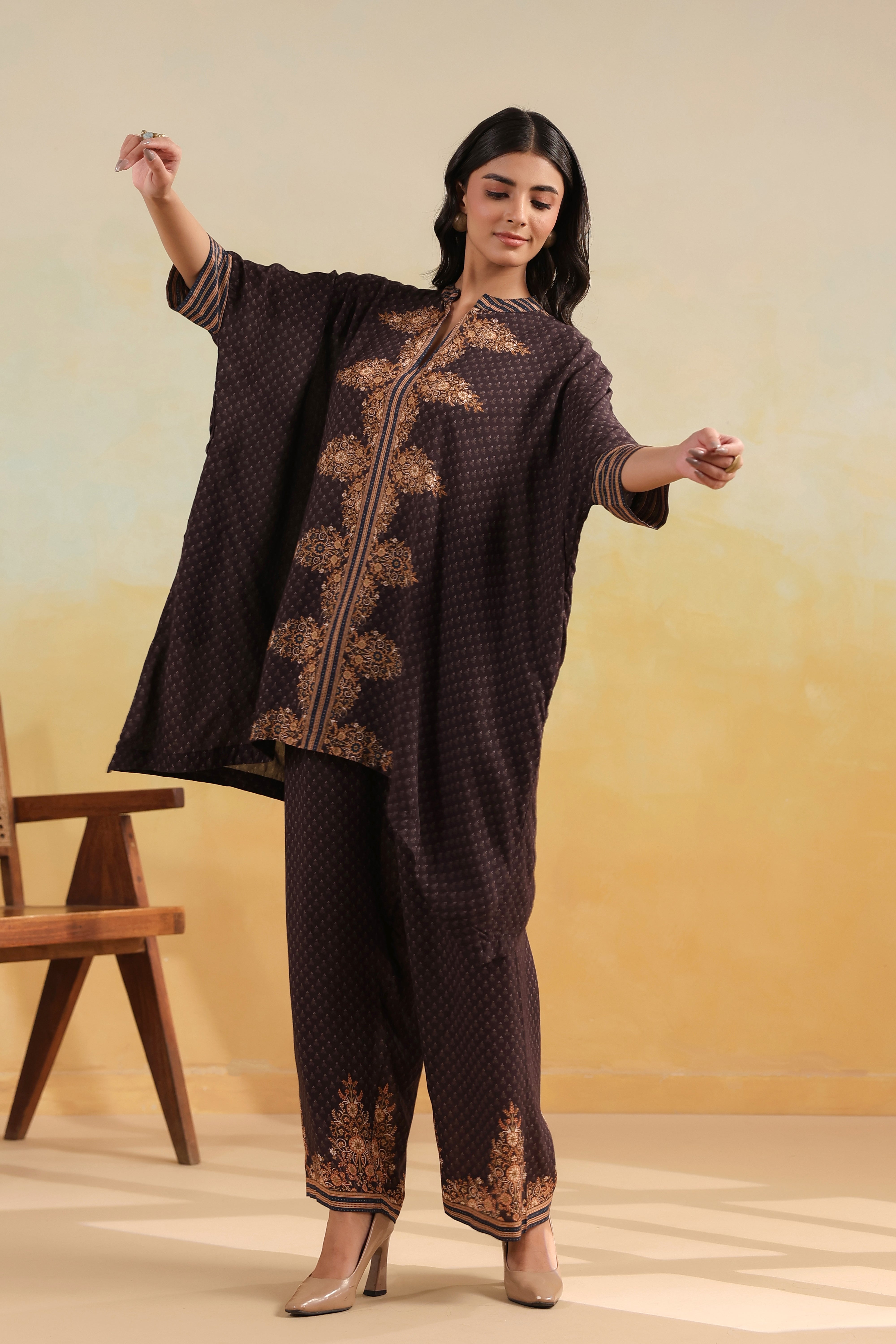 Saba Kaftan Set – Coffee