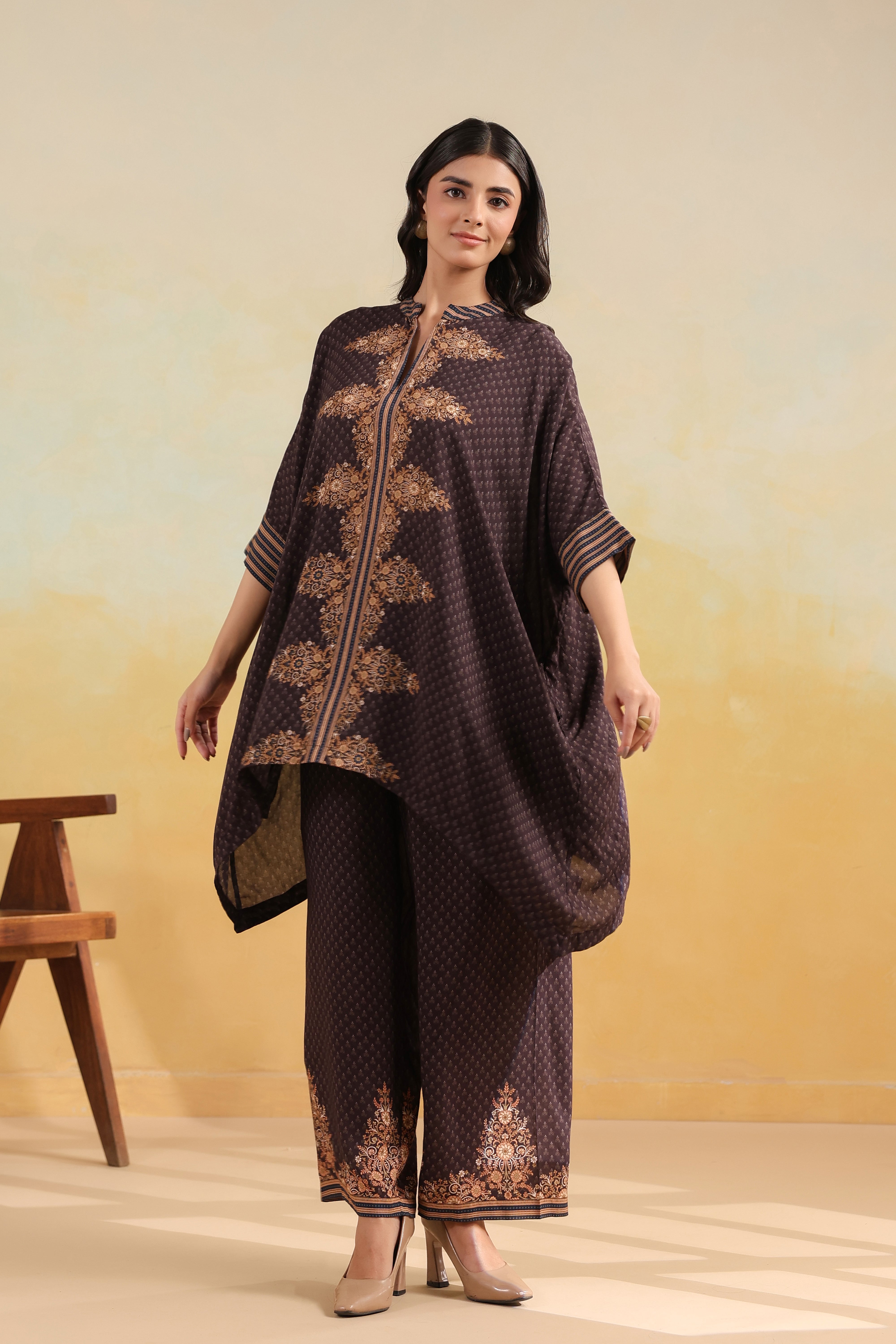 Saba Kaftan Set – Coffee