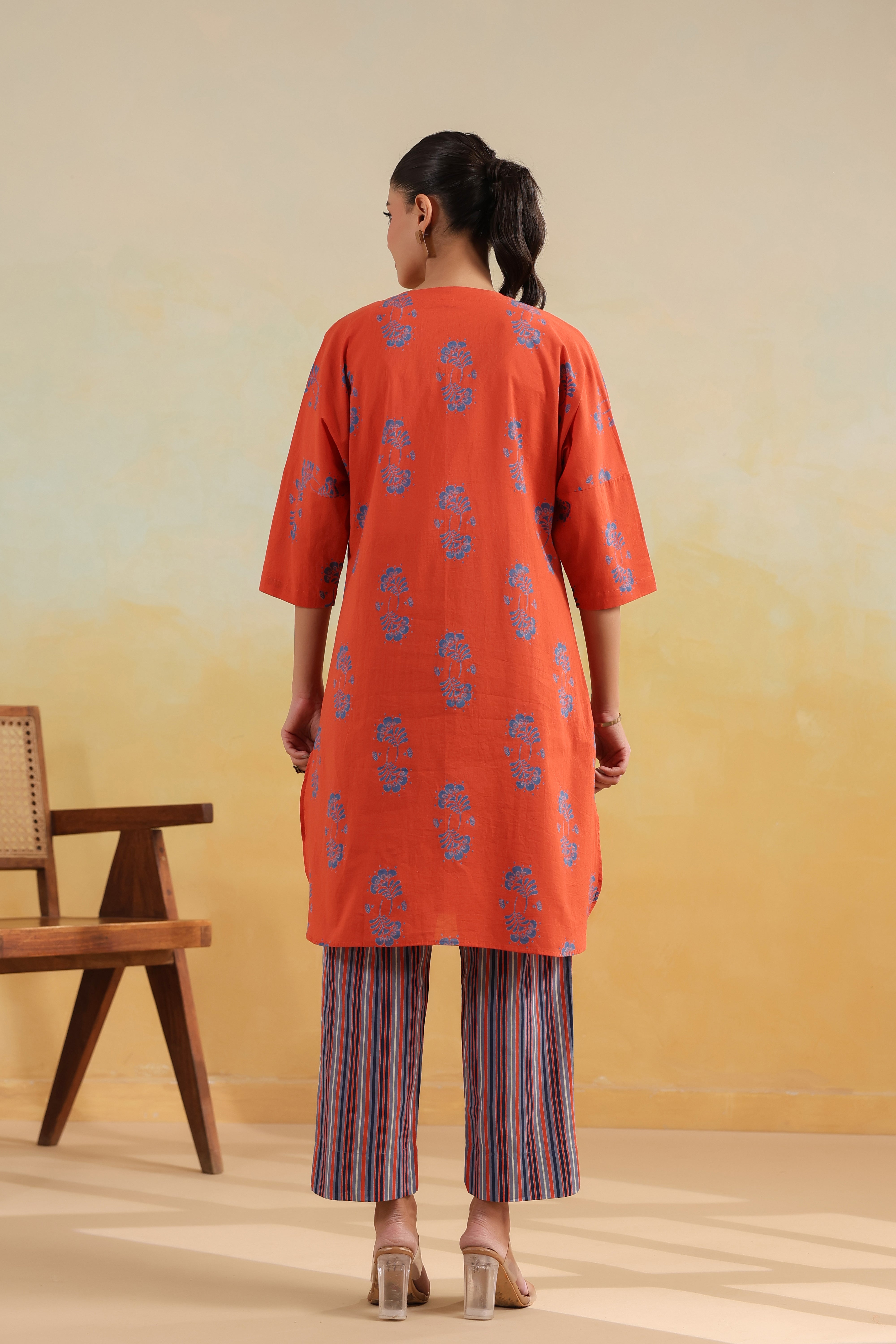 Drop Shoulder Cotton Tunic – Coral