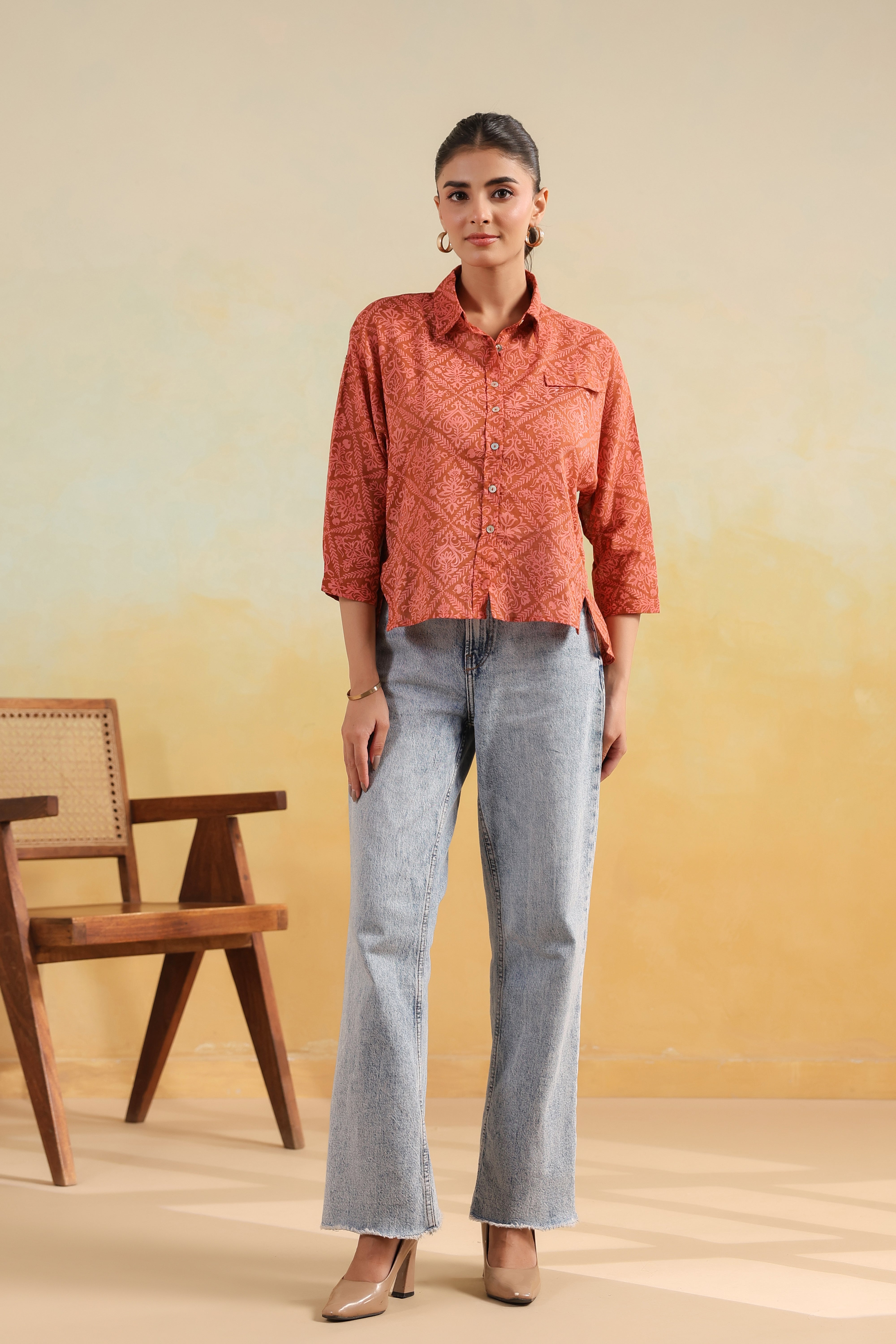 Dolman Sleeve Shirt-Rust