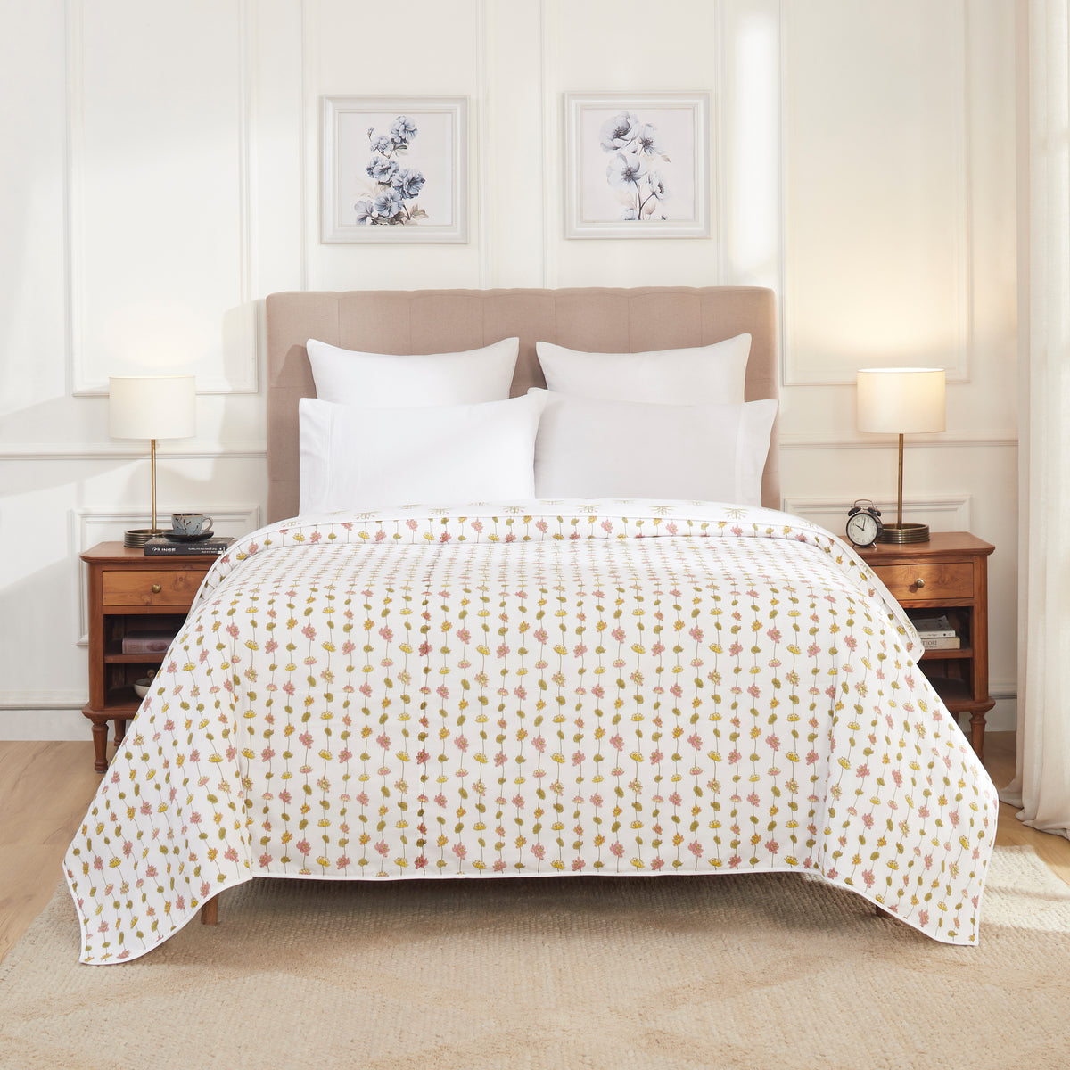 Pond of Lotus Cotton Dohar – Yellow/Green