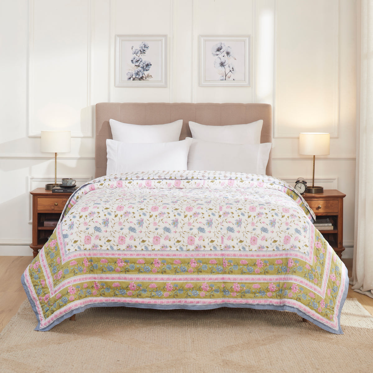 Pond of Lotus Extra Cotton Quilt – Purple/Blue