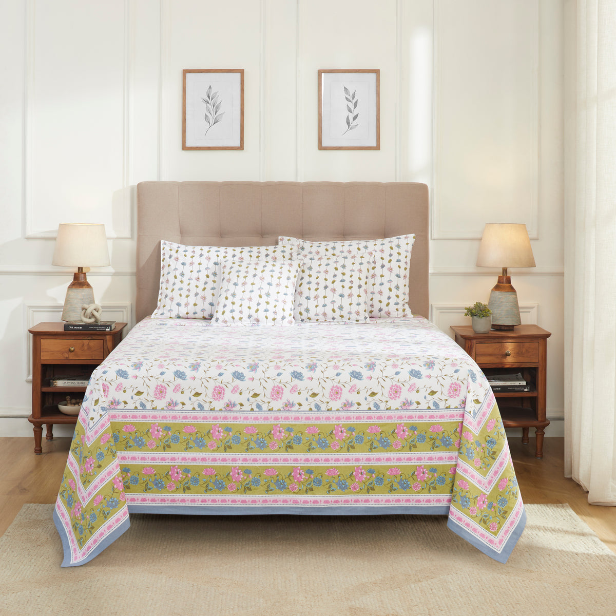 Pond of Lotus Cotton Bedcover – Purple/Blue