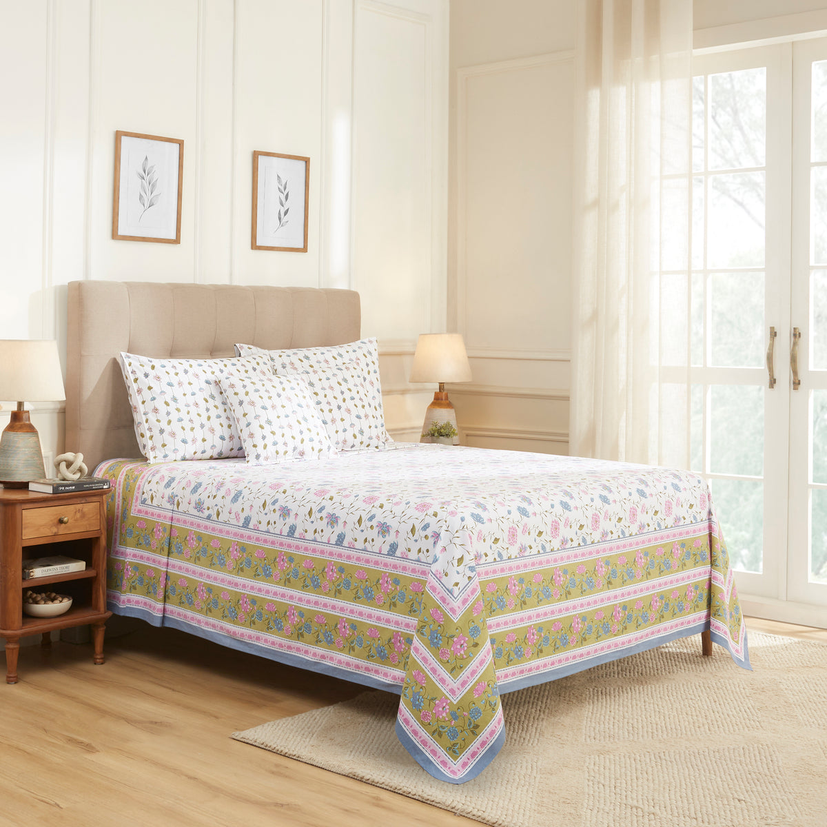 Pond of Lotus Cotton Bedcover – Purple/Blue