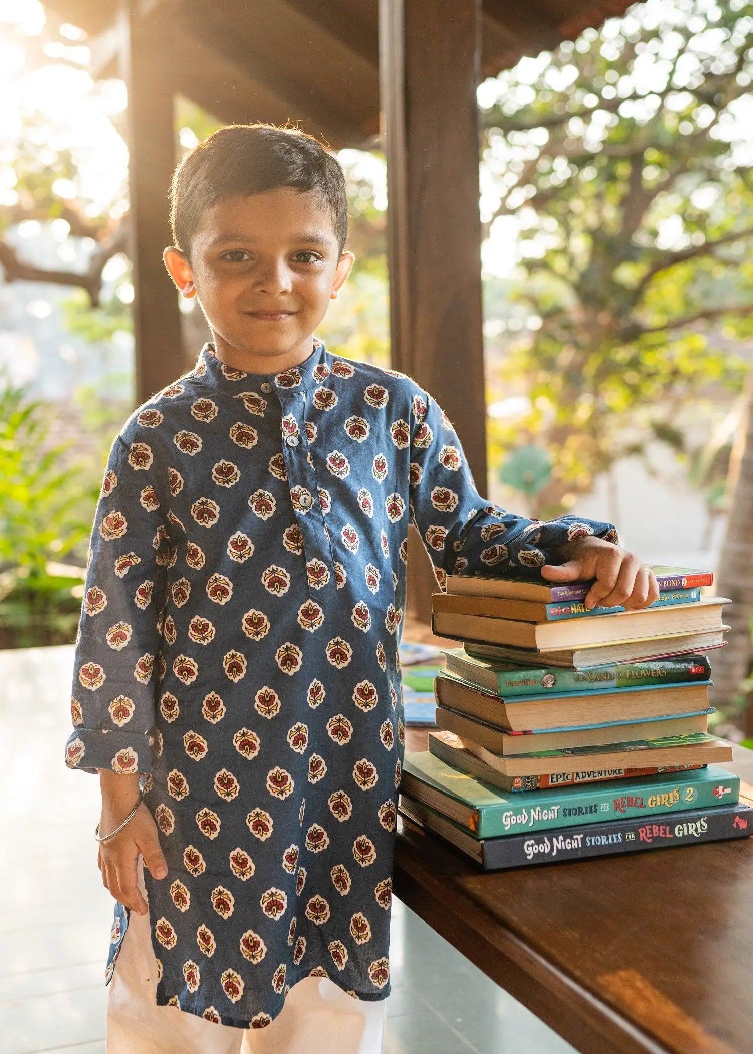 Navy Blue Cotton Kurta Boys (6 months - 12 Years)