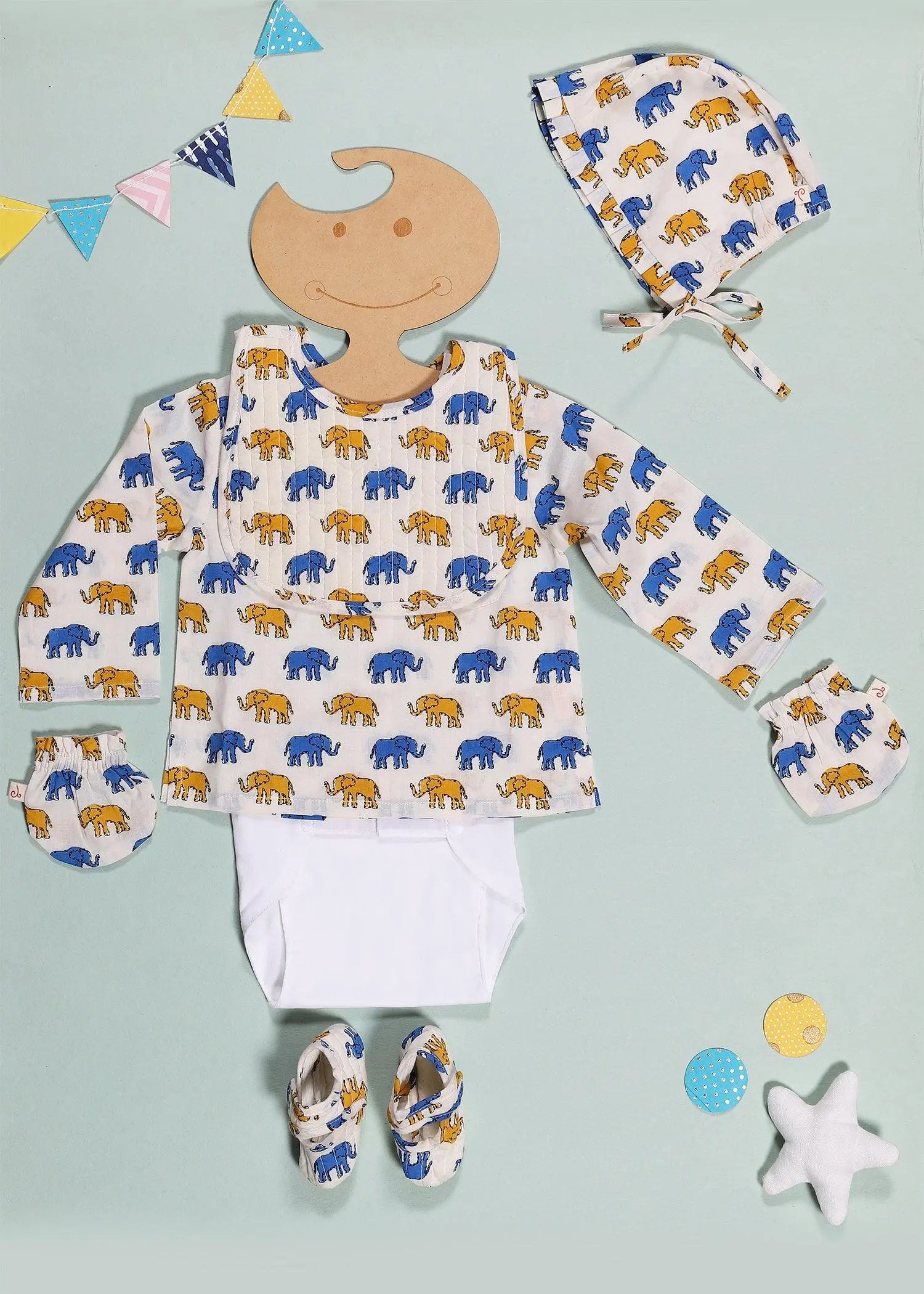 Hathi White Cotton Home Coming Bundle Baby Gift Set (0-6 Months)