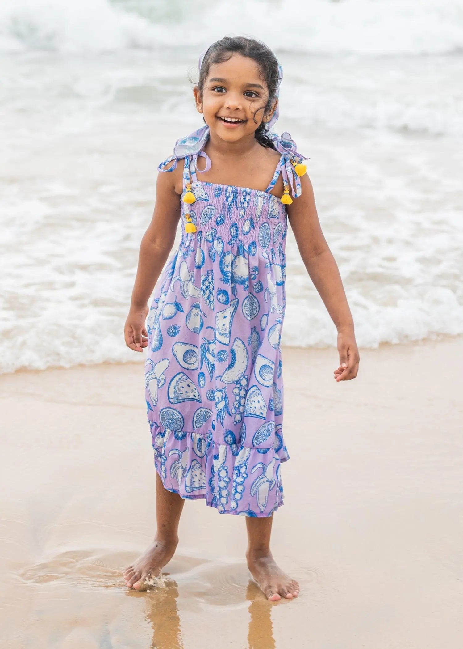 Lavendar Girls  Cotton Sunflower Dress (2-9YRS)