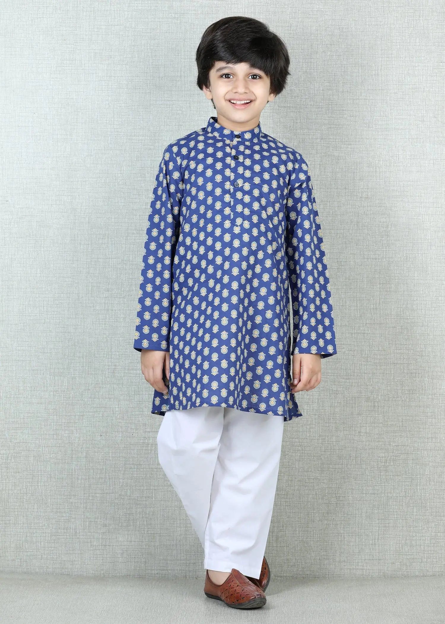 Navy Blue Cotton Full Sleeve Kurta Boys (6 Months -12 Yrs)