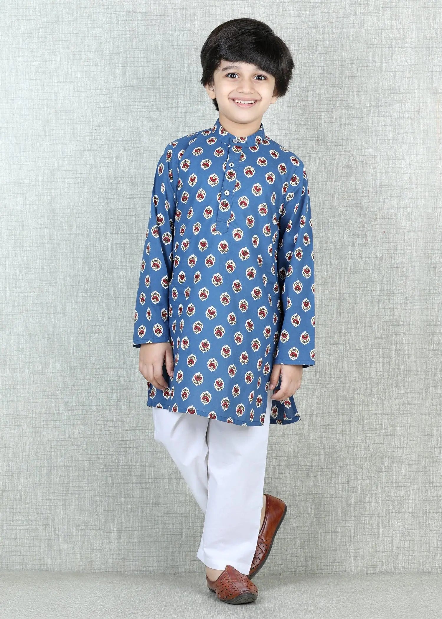 Navy Blue Cotton Kurta Boys (6 months - 12 Years)