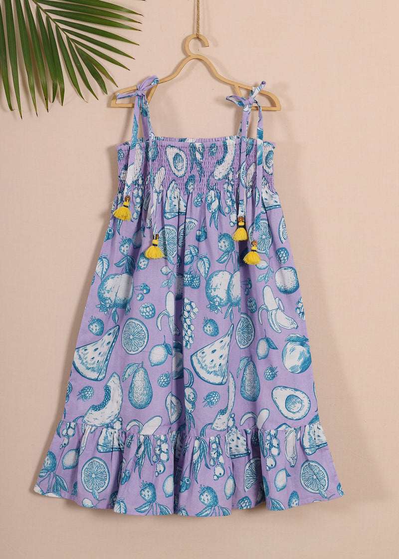 Lavendar Girls  Cotton Sunflower Dress (2-9YRS)