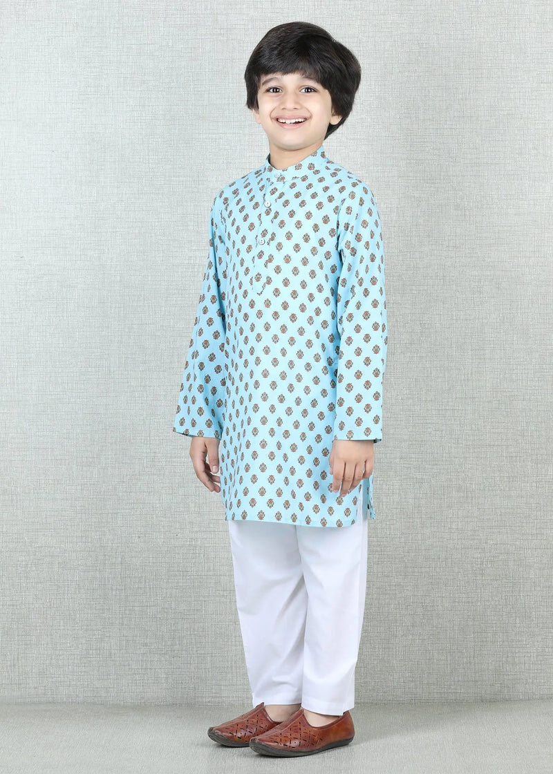 Sky Blue Cotton Kurta Boys (6 months - 12 Years)