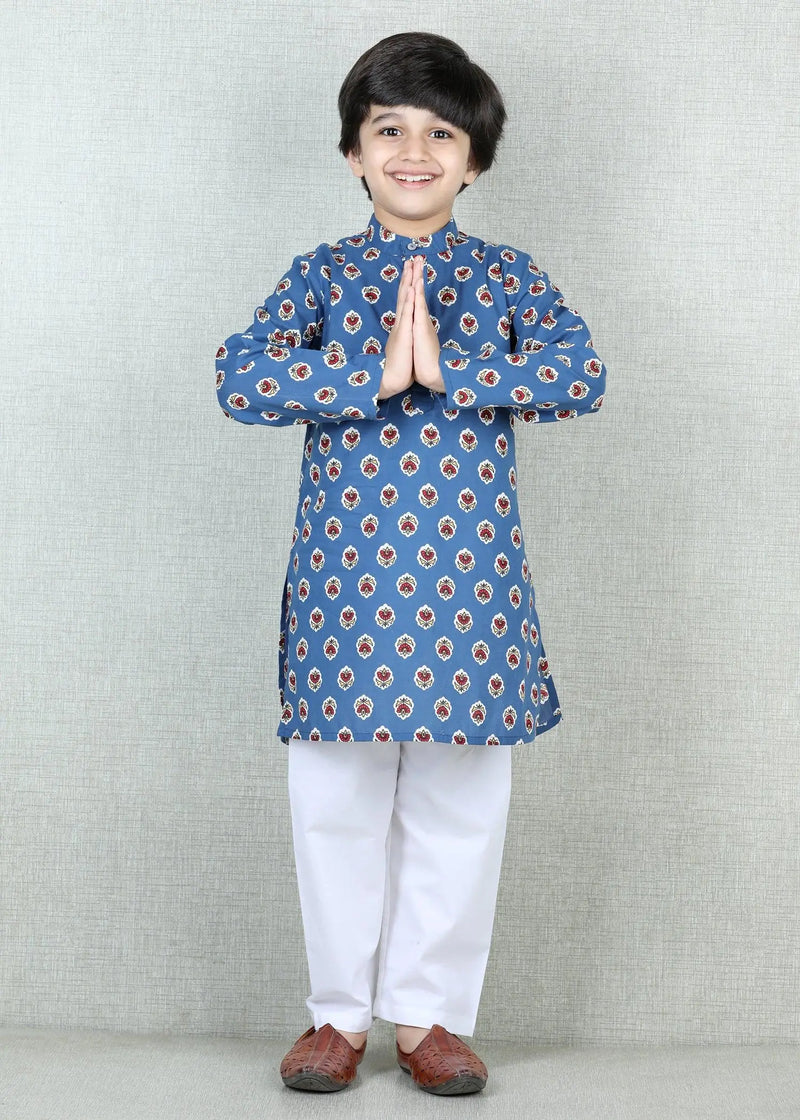 Navy Blue Cotton Kurta Boys (6 months - 12 Years)
