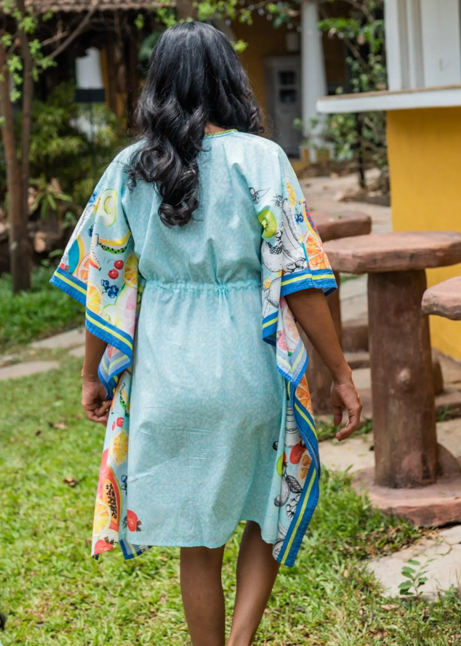 Blue Fruir Punch Short Cotton Kaftan