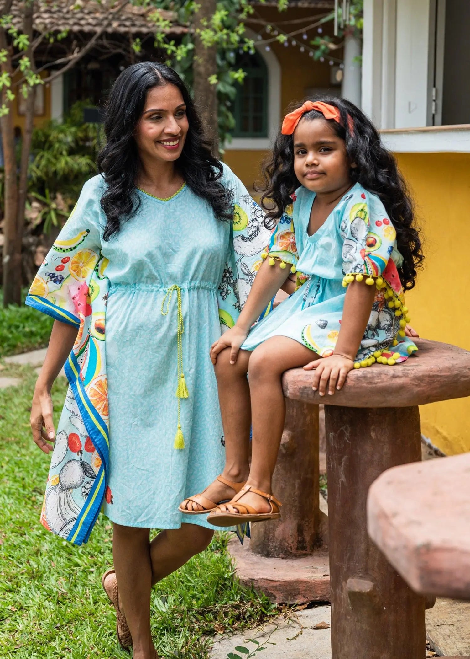Blue Fruir Punch Short Cotton Kaftan